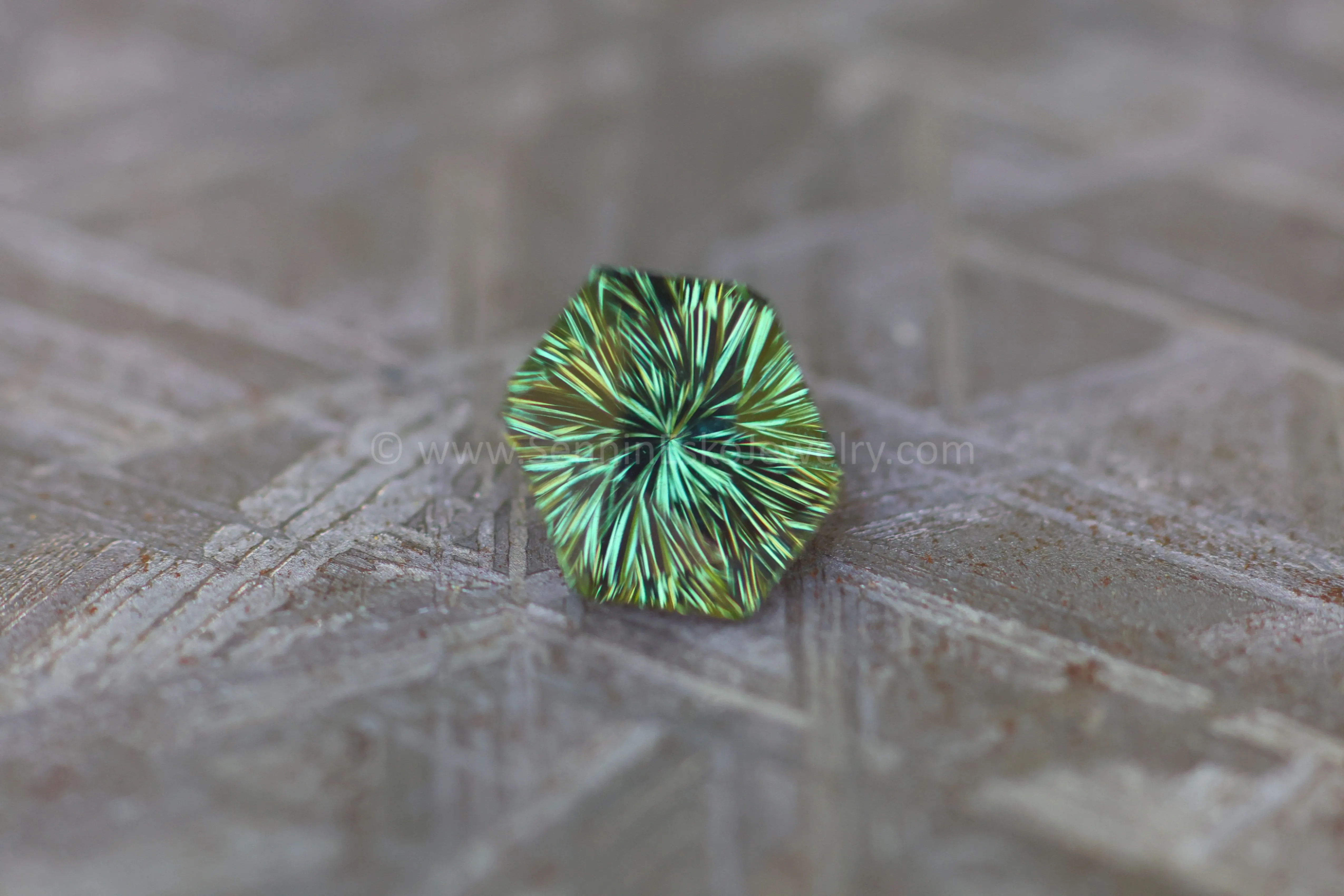 1.35 Carat Forest Green Sapphire Hexagon - 7.2x5.6mm, Fantasy Cut