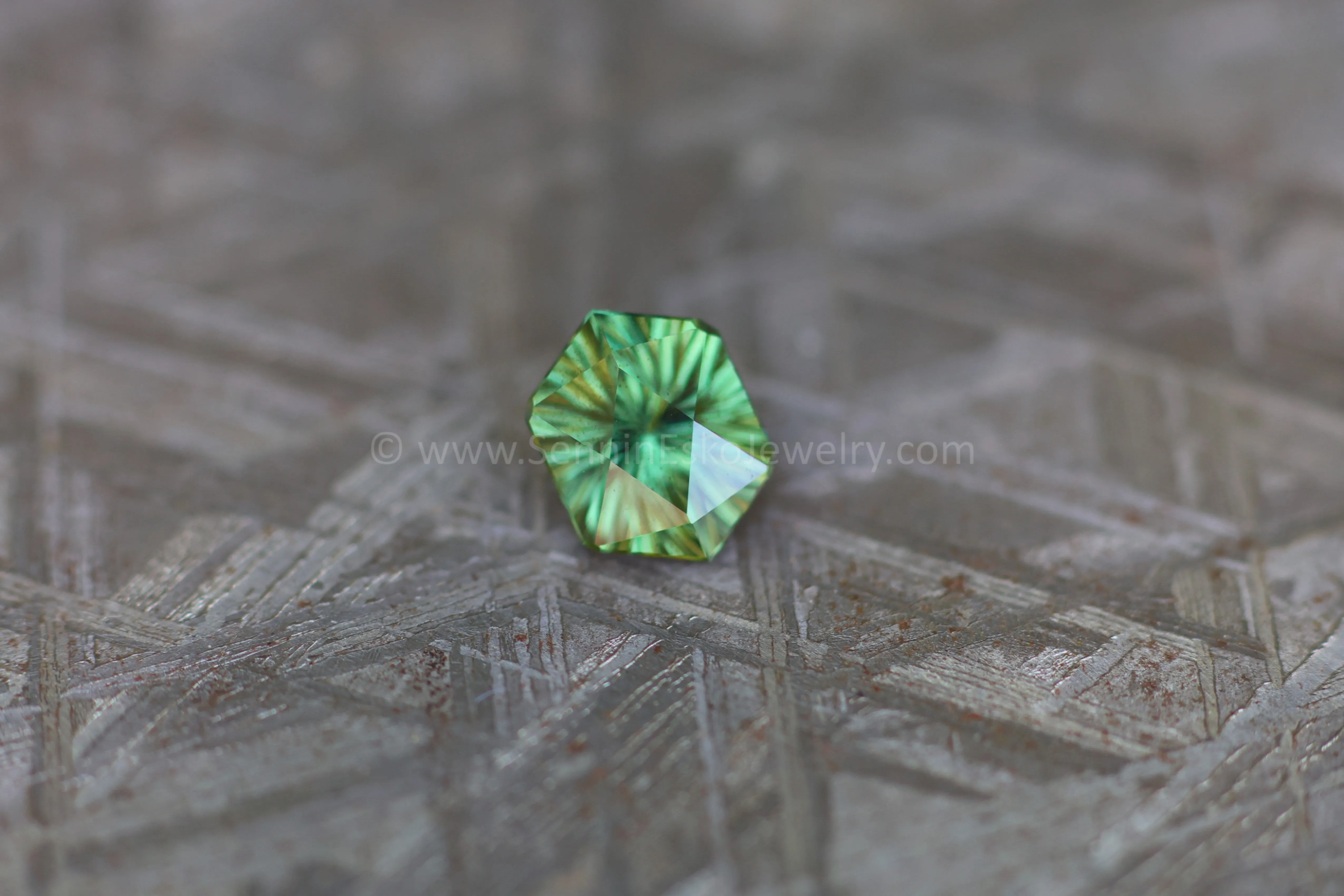 1.35 Carat Forest Green Sapphire Hexagon - 7.2x5.6mm, Fantasy Cut