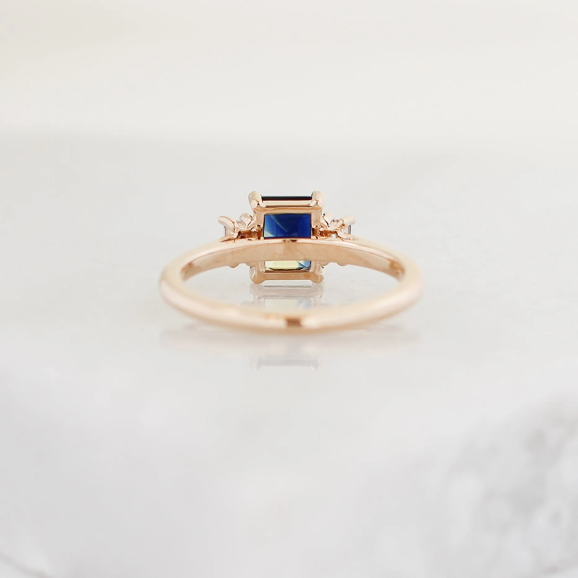 1.37ct Trilogy Emerald Cut Blue Sapphire Ring