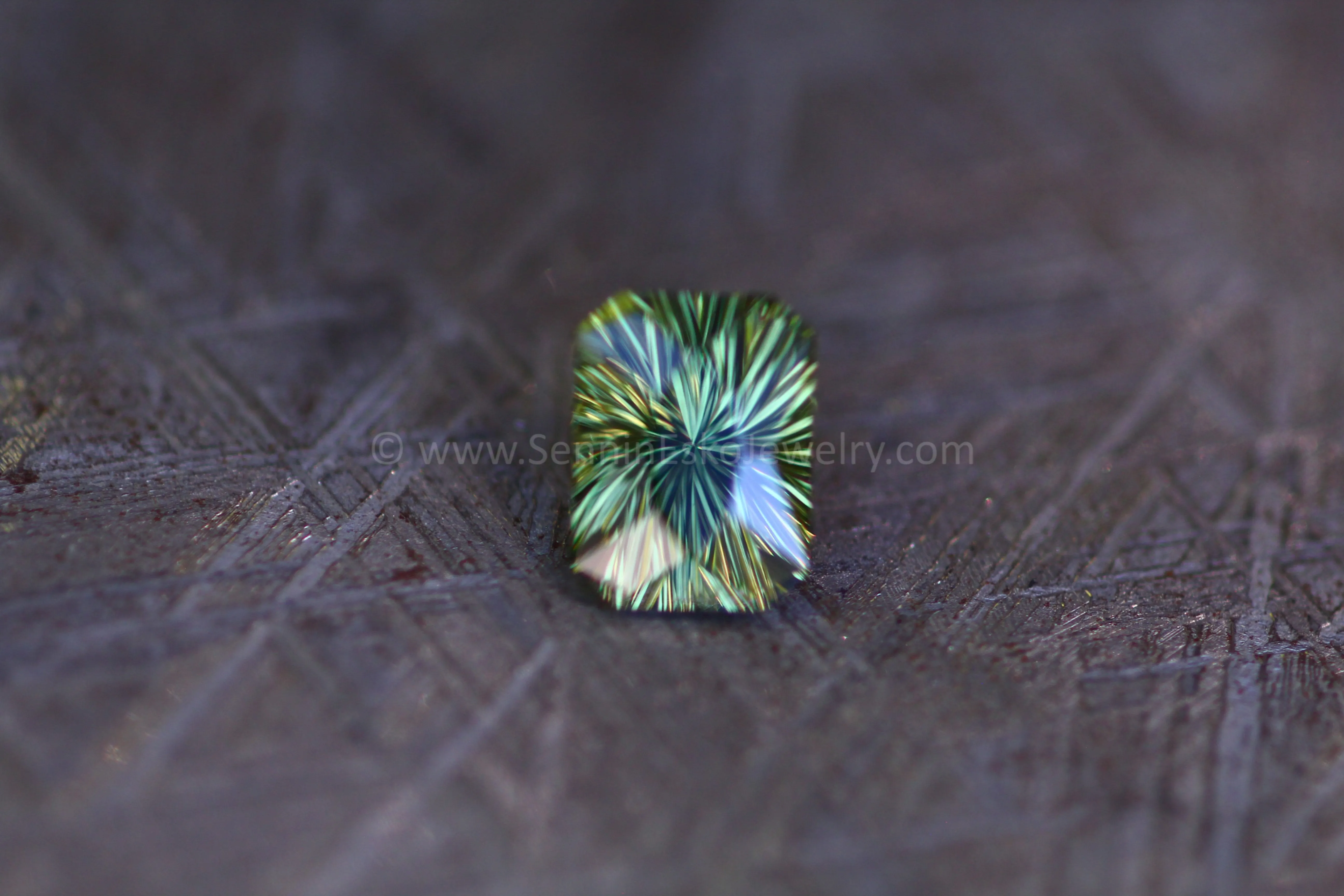 1.42 Carat Olive Green Sapphire Octagon - 7x5.2mm, Fantasy Cut