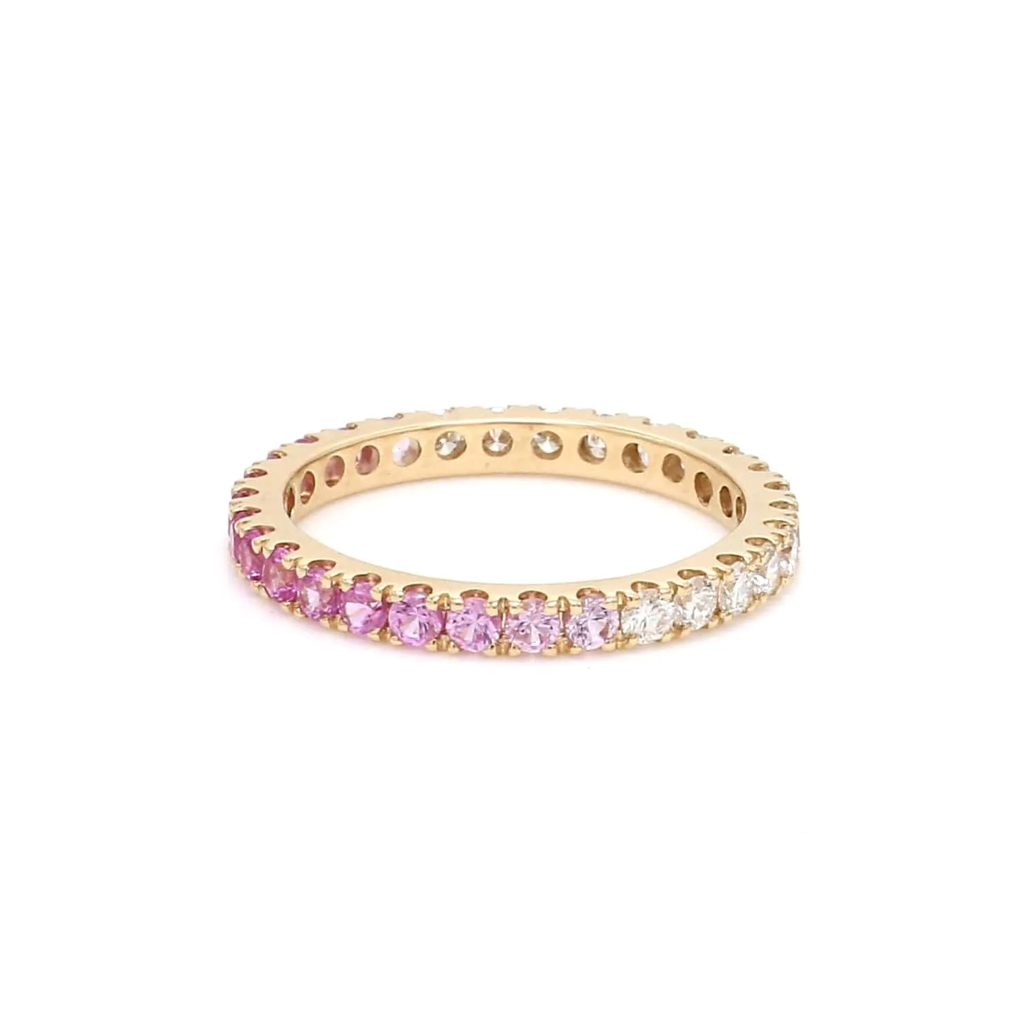 14K & 18K Ombre Pink Sapphire & Diamond Eternity Ring