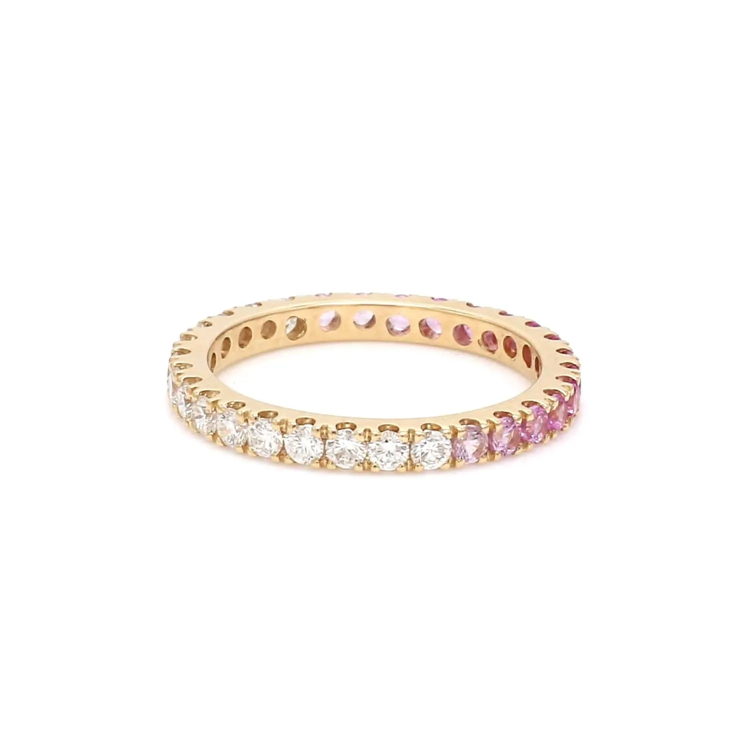 14K & 18K Ombre Pink Sapphire & Diamond Eternity Ring