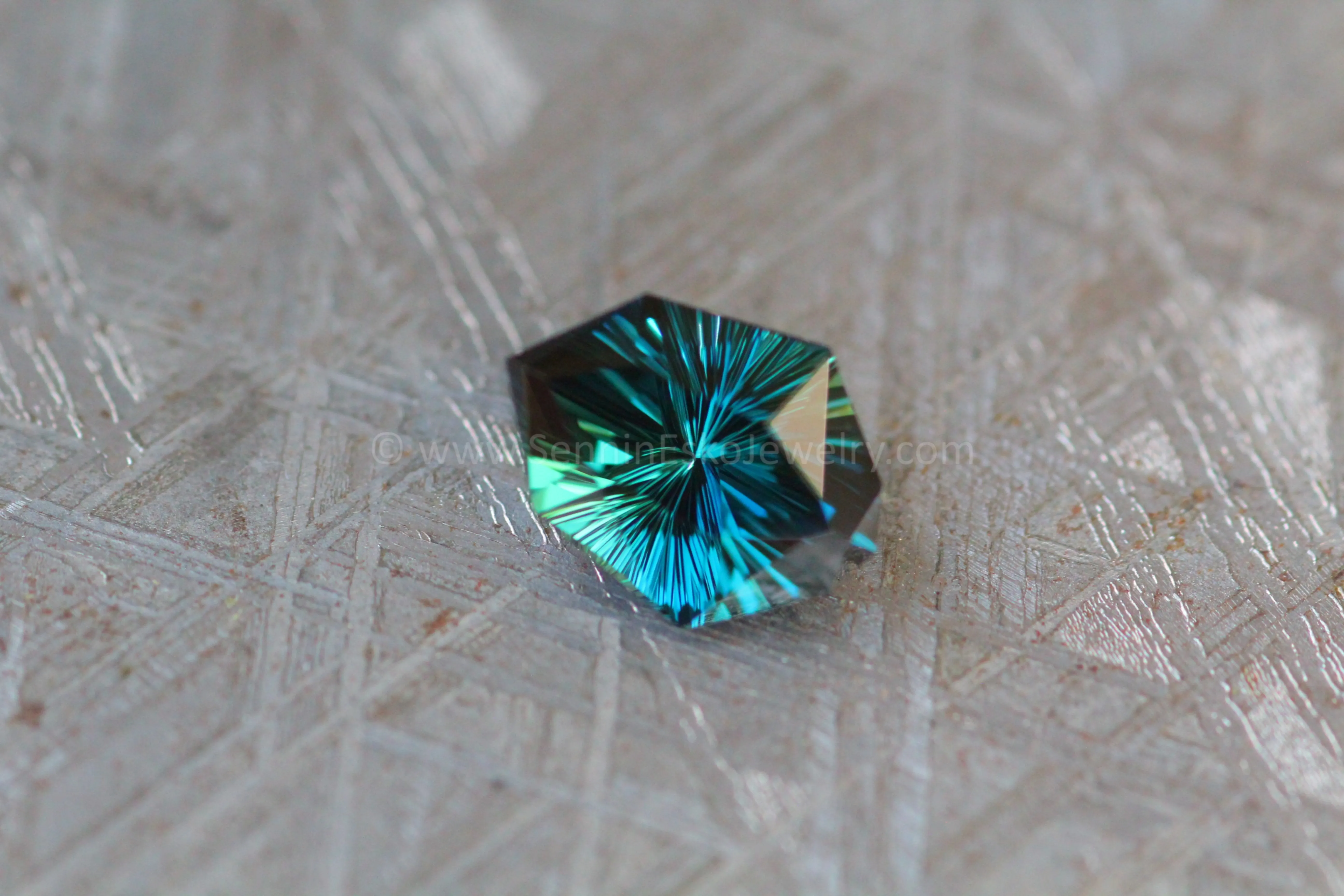 1.76 Carat Deep Neon Blue/Green Sapphire Kite - 8.8x6.7mm, Fantasy Cut