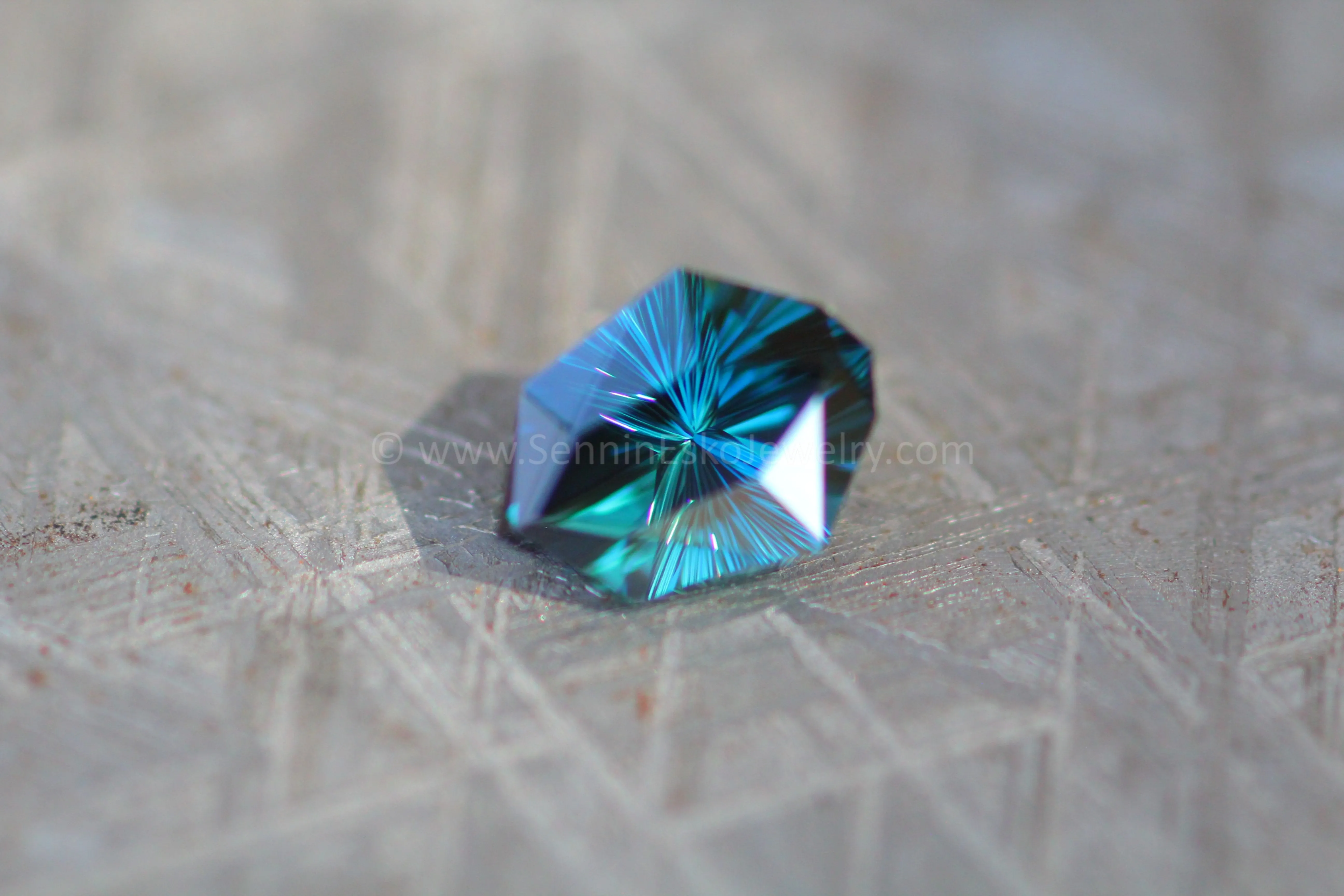 1.76 Carat Deep Neon Blue/Green Sapphire Kite - 8.8x6.7mm, Fantasy Cut