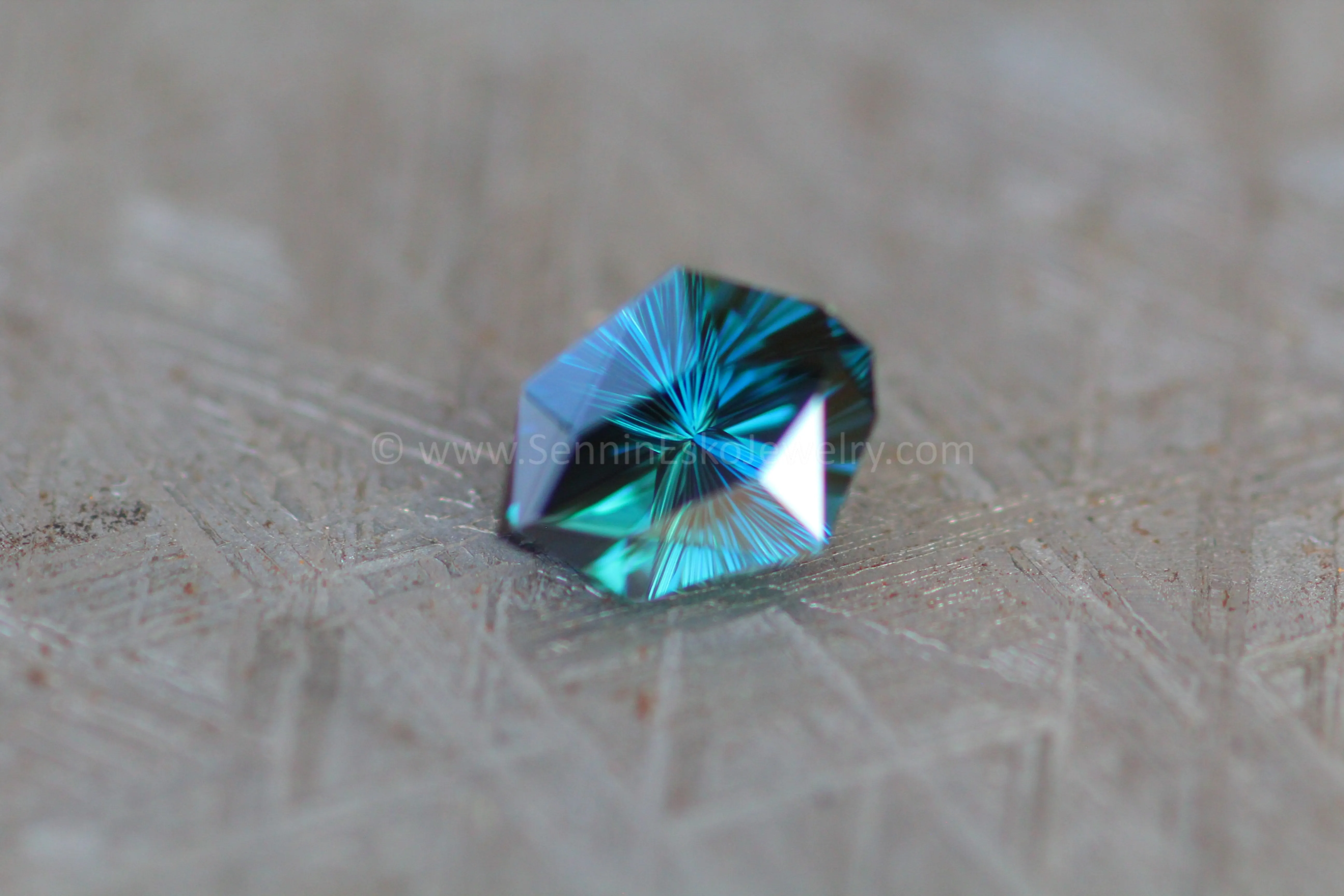 1.76 Carat Deep Neon Blue/Green Sapphire Kite - 8.8x6.7mm, Fantasy Cut