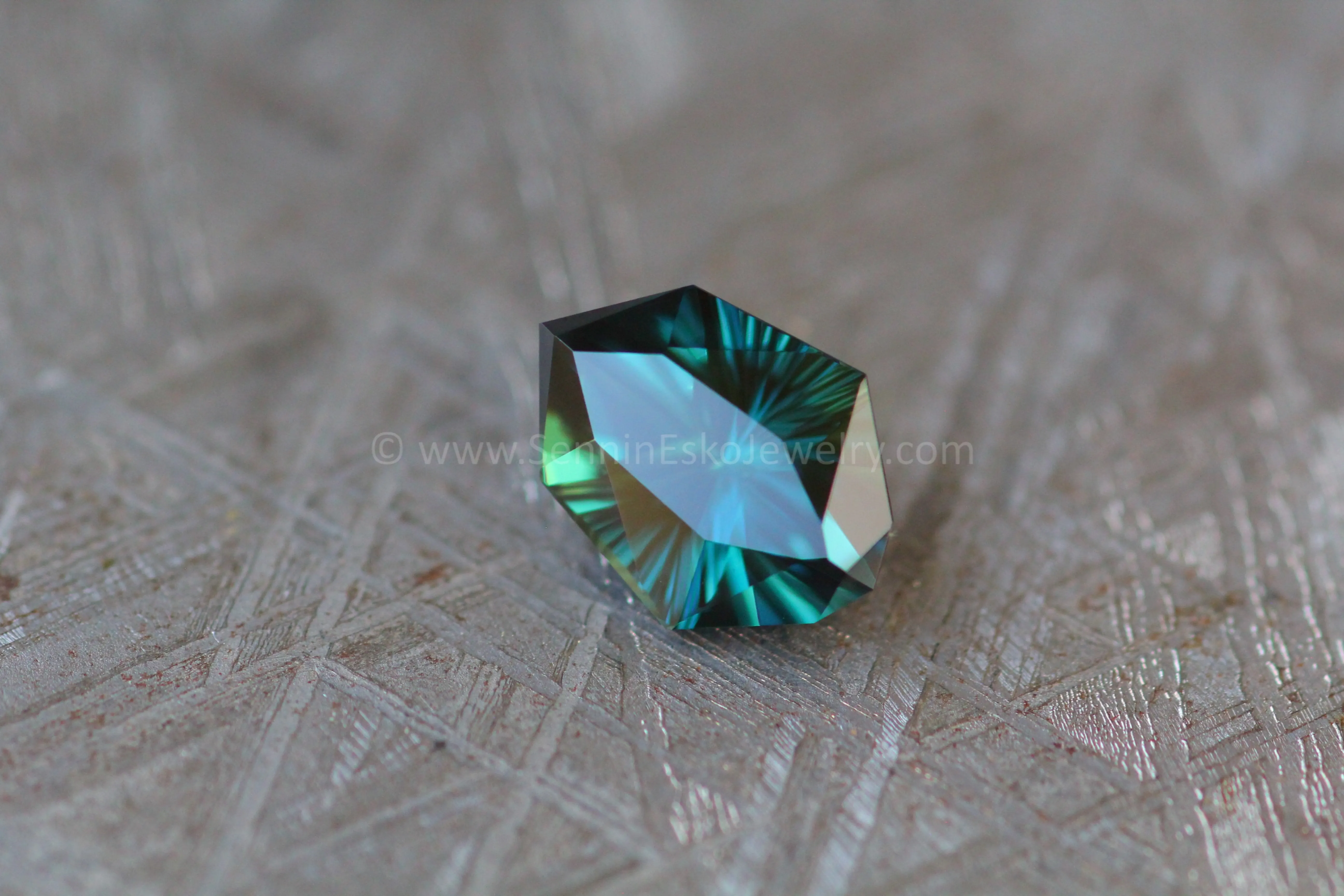 1.76 Carat Deep Neon Blue/Green Sapphire Kite - 8.8x6.7mm, Fantasy Cut