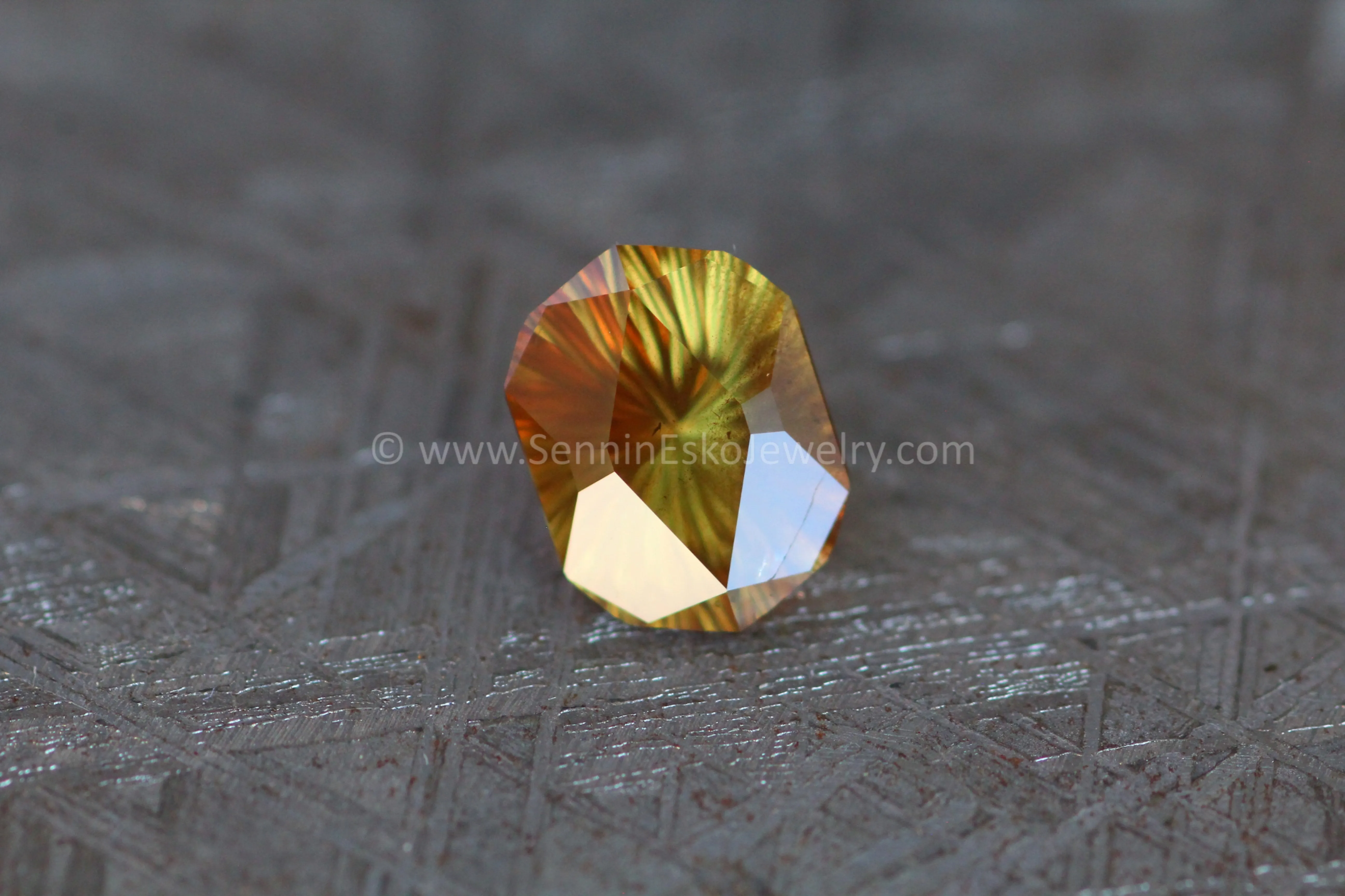 1.8 Carat Burnt Orange Sapphire Decagon - Fantasy Cut 8.5x6.3mm