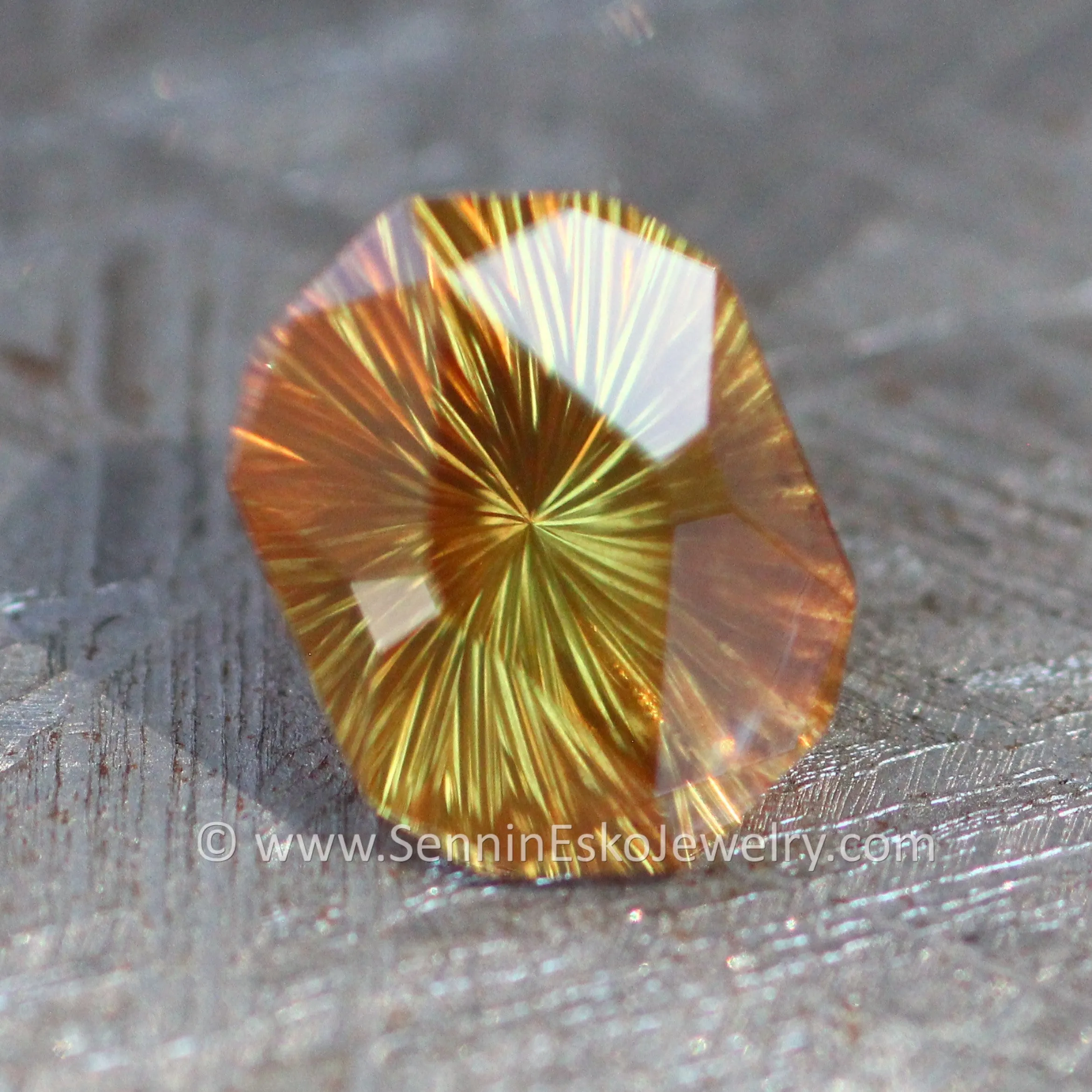 1.8 Carat Burnt Orange Sapphire Decagon - Fantasy Cut 8.5x6.3mm