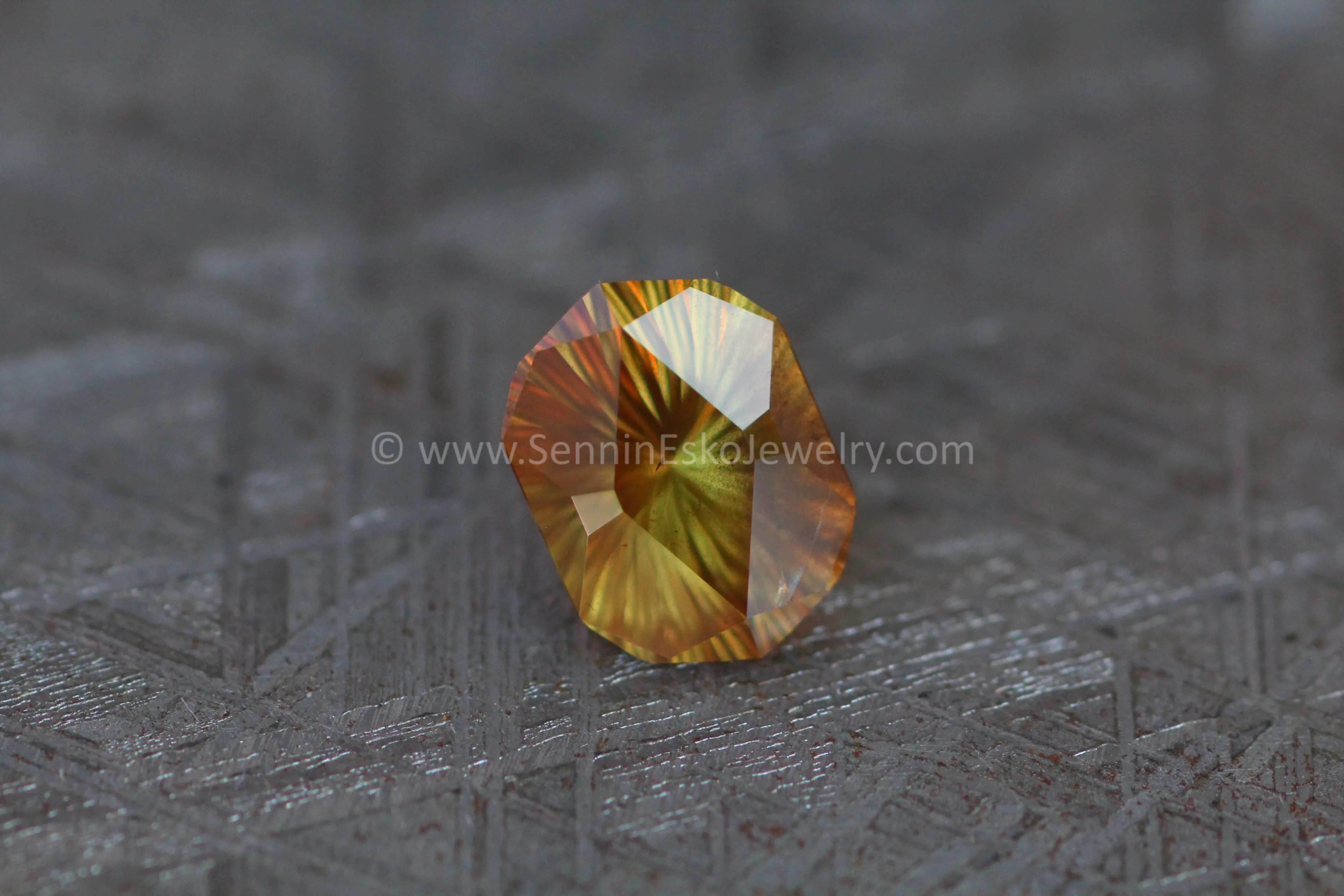 1.8 Carat Burnt Orange Sapphire Decagon - Fantasy Cut 8.5x6.3mm