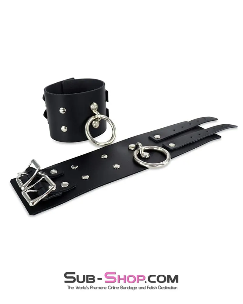 2499A      3 Inch Wide Black Leather Ankle Cuffs