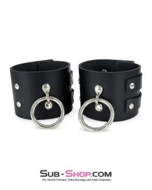 2499A      3 Inch Wide Black Leather Ankle Cuffs