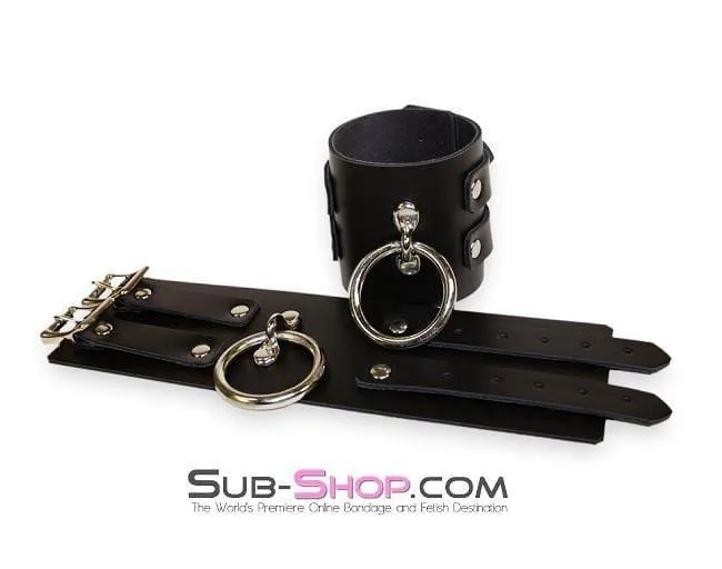 2746A      Surrender 3 Inch Leather Bondage Wrist Cuffs