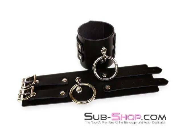 2746A      Surrender 3 Inch Leather Bondage Wrist Cuffs