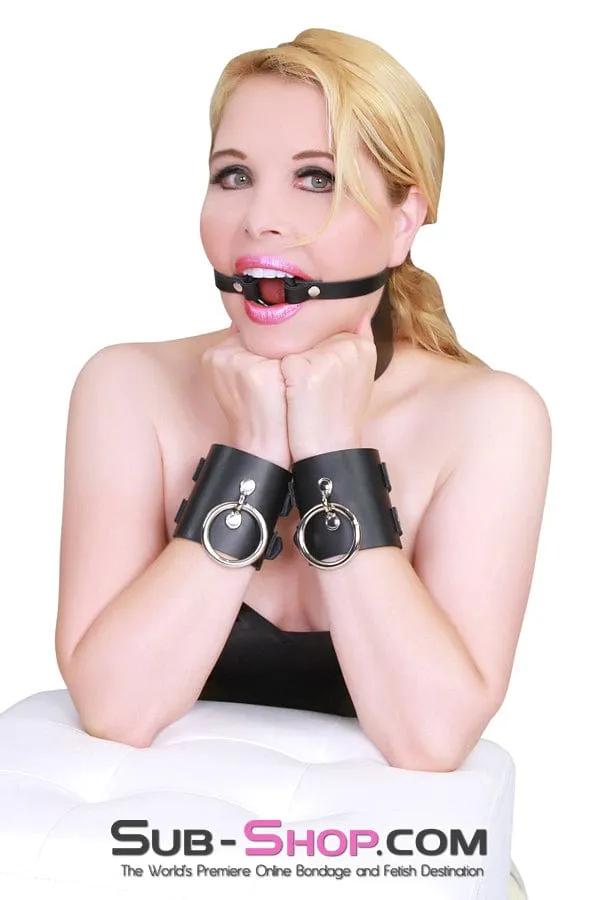 2746A      Surrender 3 Inch Leather Bondage Wrist Cuffs