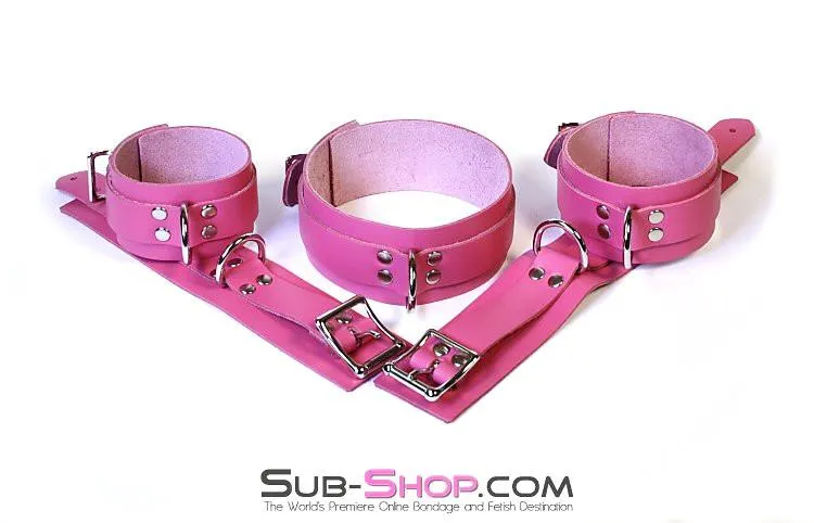 5724A      Slave to Love Hot Pink Bondage Wrist Cuffs