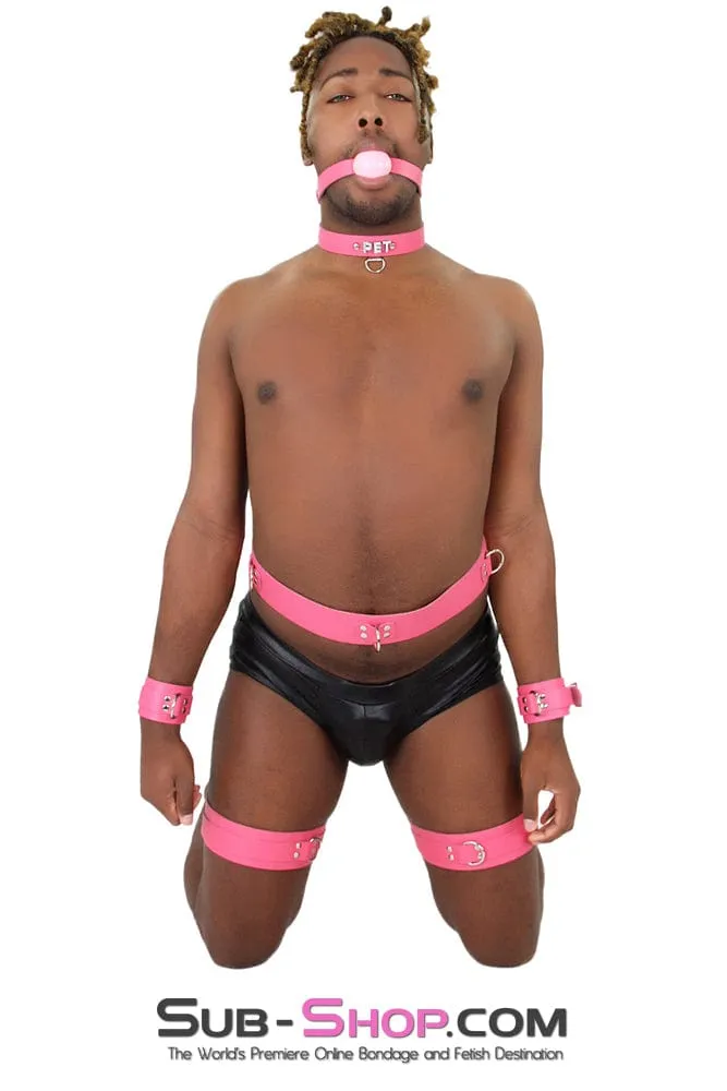 7238A-SIS      Hot Pink Sissy Leather Thigh Cuffs