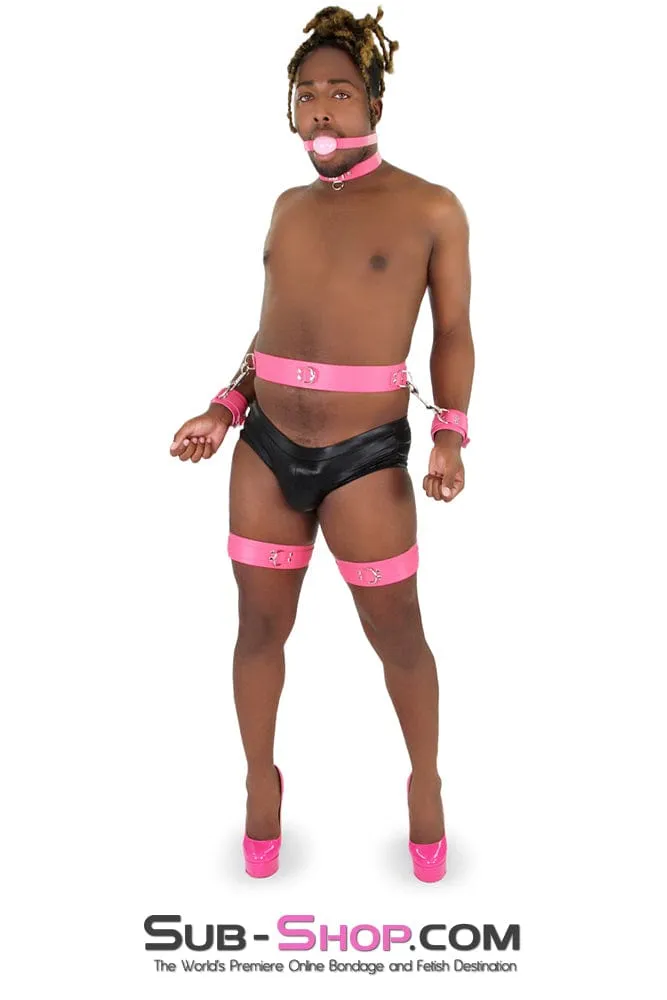 7238A-SIS      Hot Pink Sissy Leather Thigh Cuffs