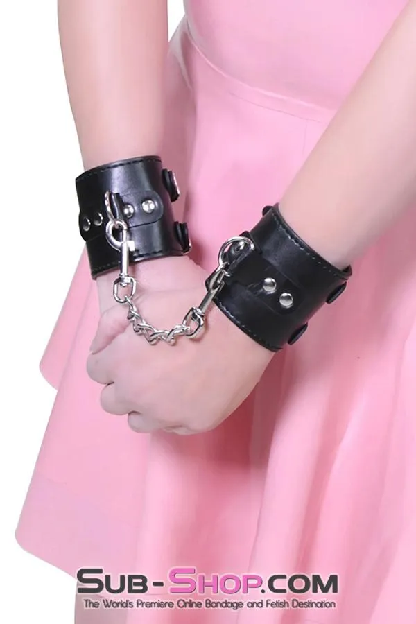 9026M      Black Double Buckle Wrist Cuffs - MEGA Deal