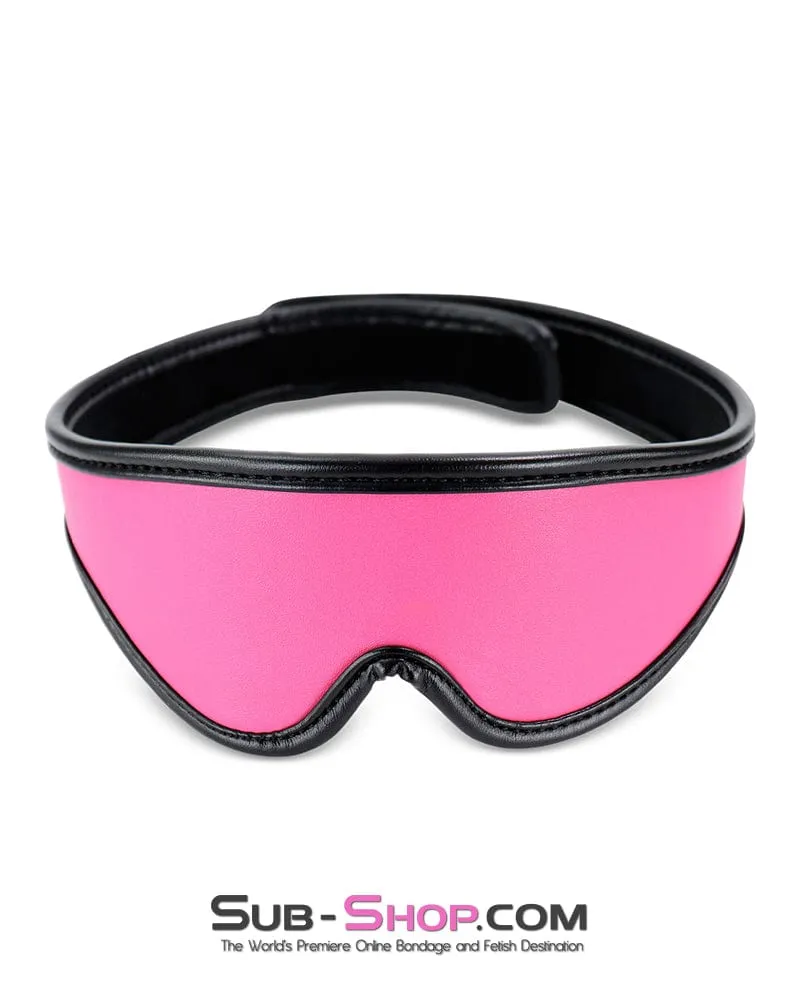 9995DL      Hot Pink 6 Piece Bondage Collar, Wrist Cuffs, Ankle Cuffs and Blindfold Set