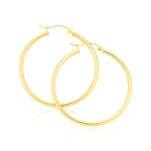 9ct Yellow Gold Round 2x35mm Polished Hoop Earrings