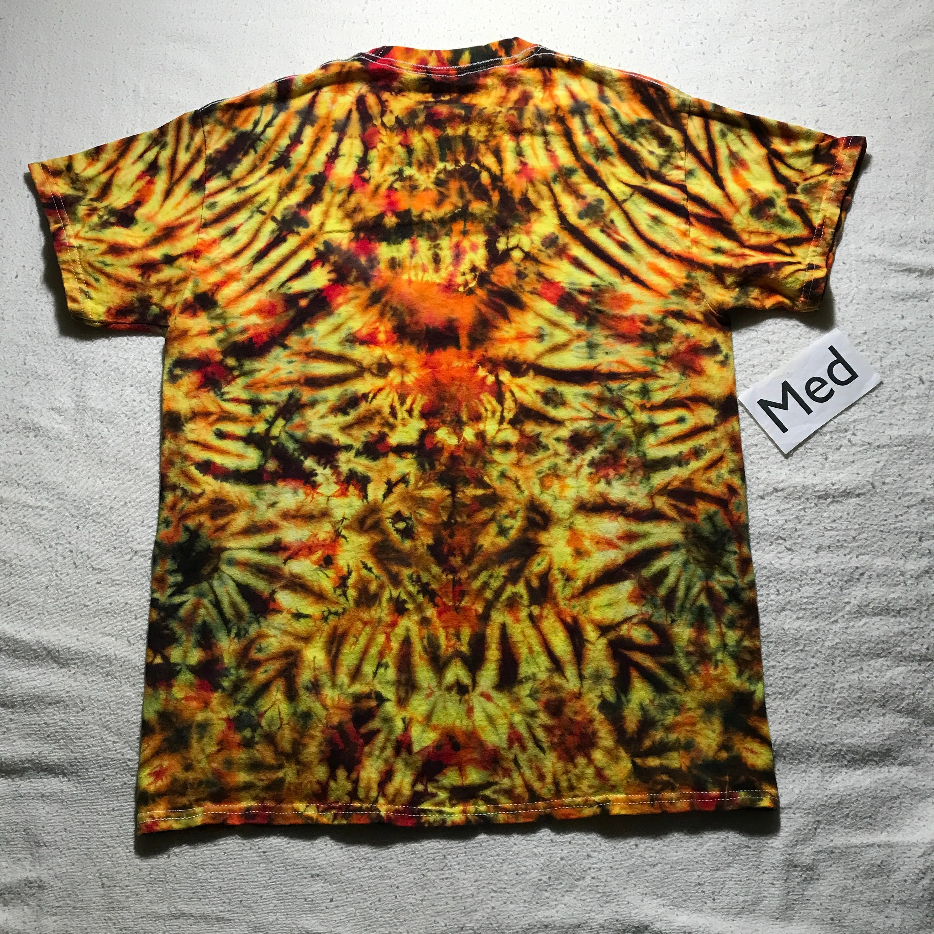 Adult Medium Tie-Dye Rainbow Brain Tee in Fire Colors