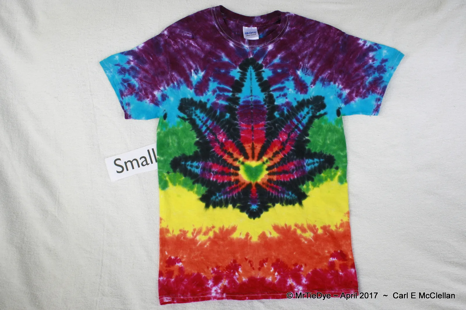 Adult Small Tie-Dye Rainbow Pot Leaf tee