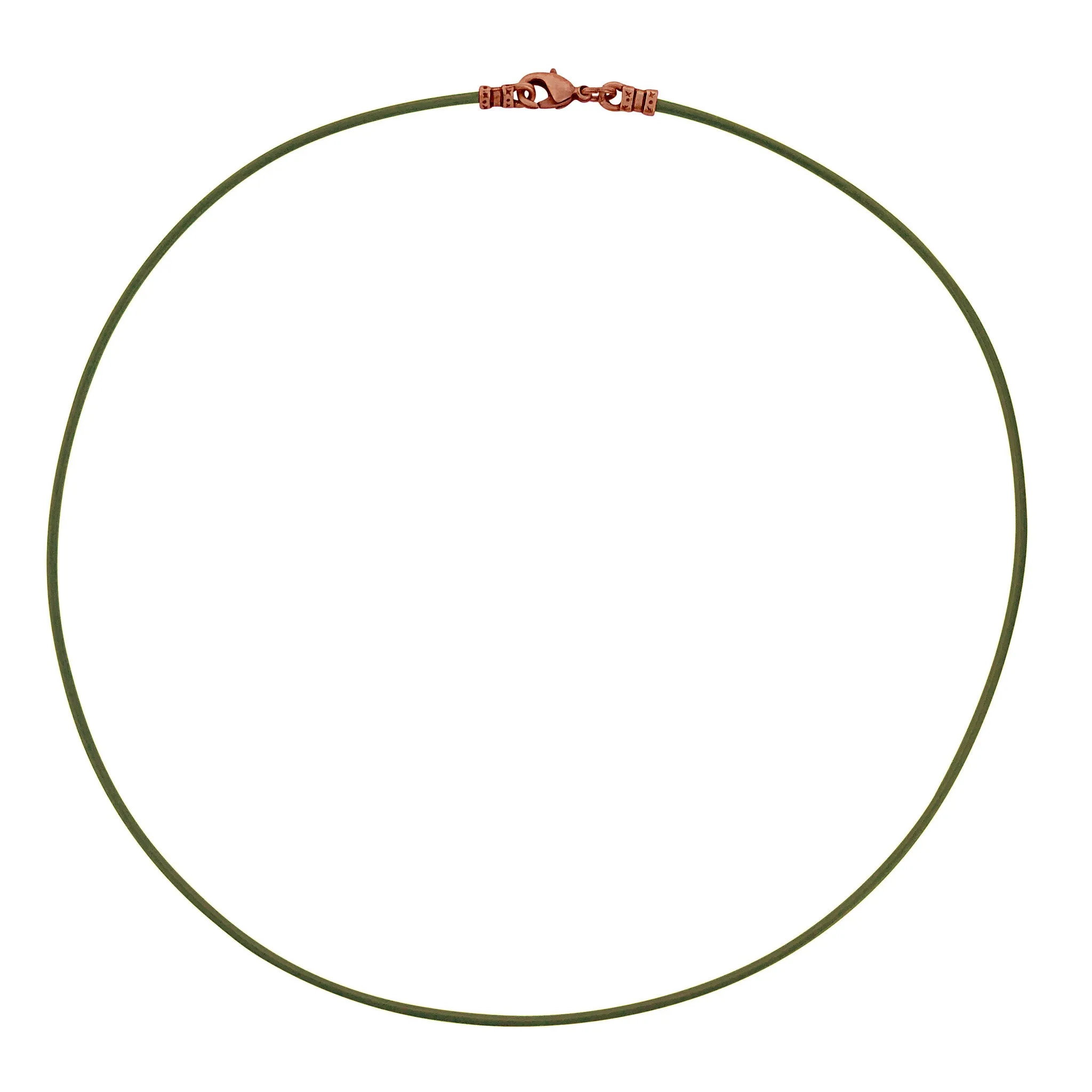 Antique Copper 1.8mm Fine Olive Green Leather Cord Necklace