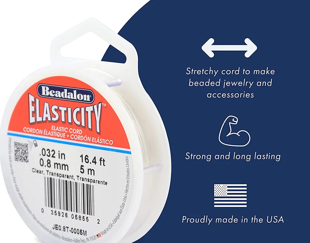 Beadalon Elasticity Stretch Cord, 1.0 mm / .039 in, Clear, 25 m / 82 ft