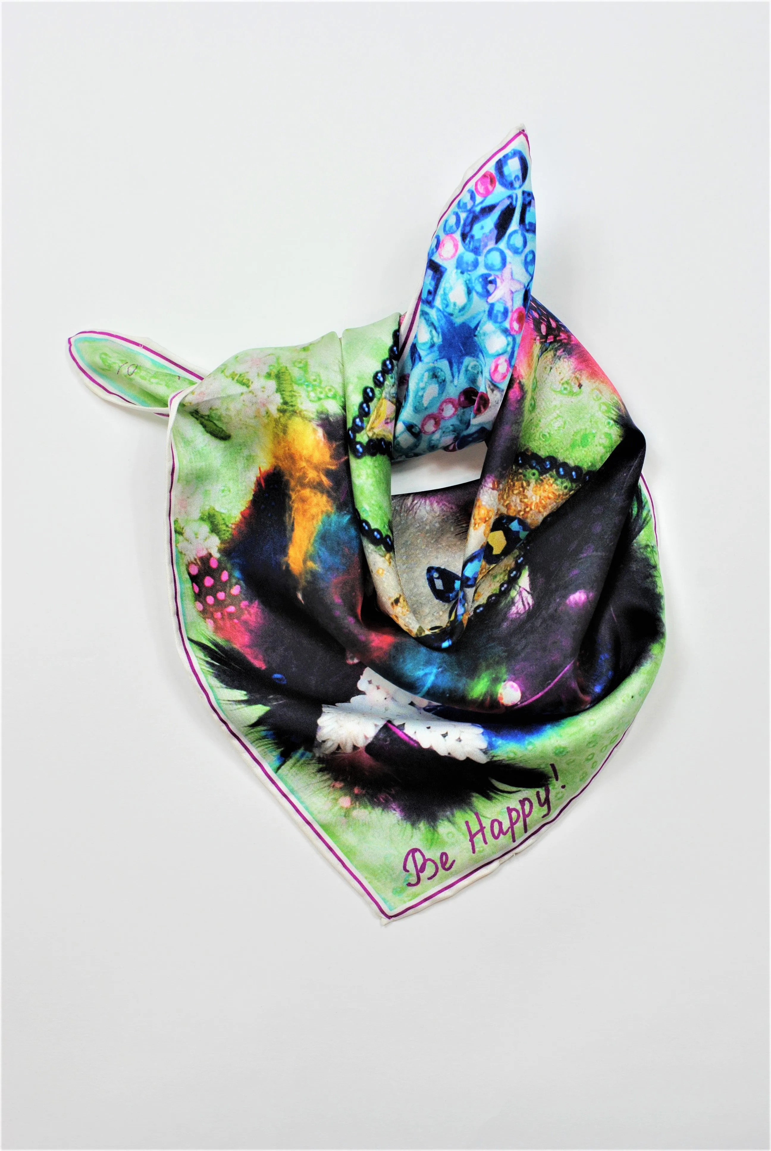 BIRD OF HAPPINESS Designer 100% Silk Art-A-Porte Scarf