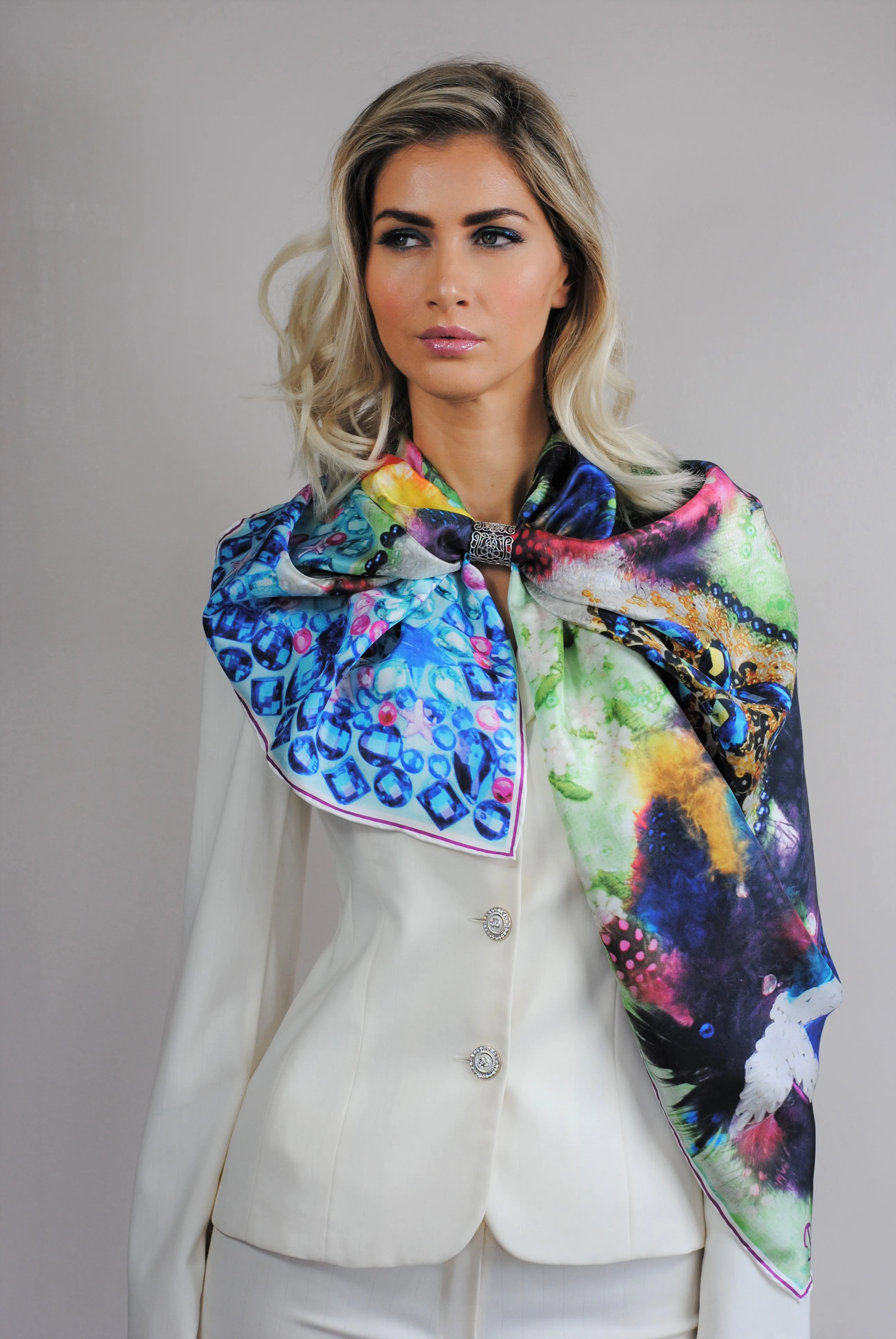 BIRD OF HAPPINESS Designer 100% Silk Art-A-Porte Scarf