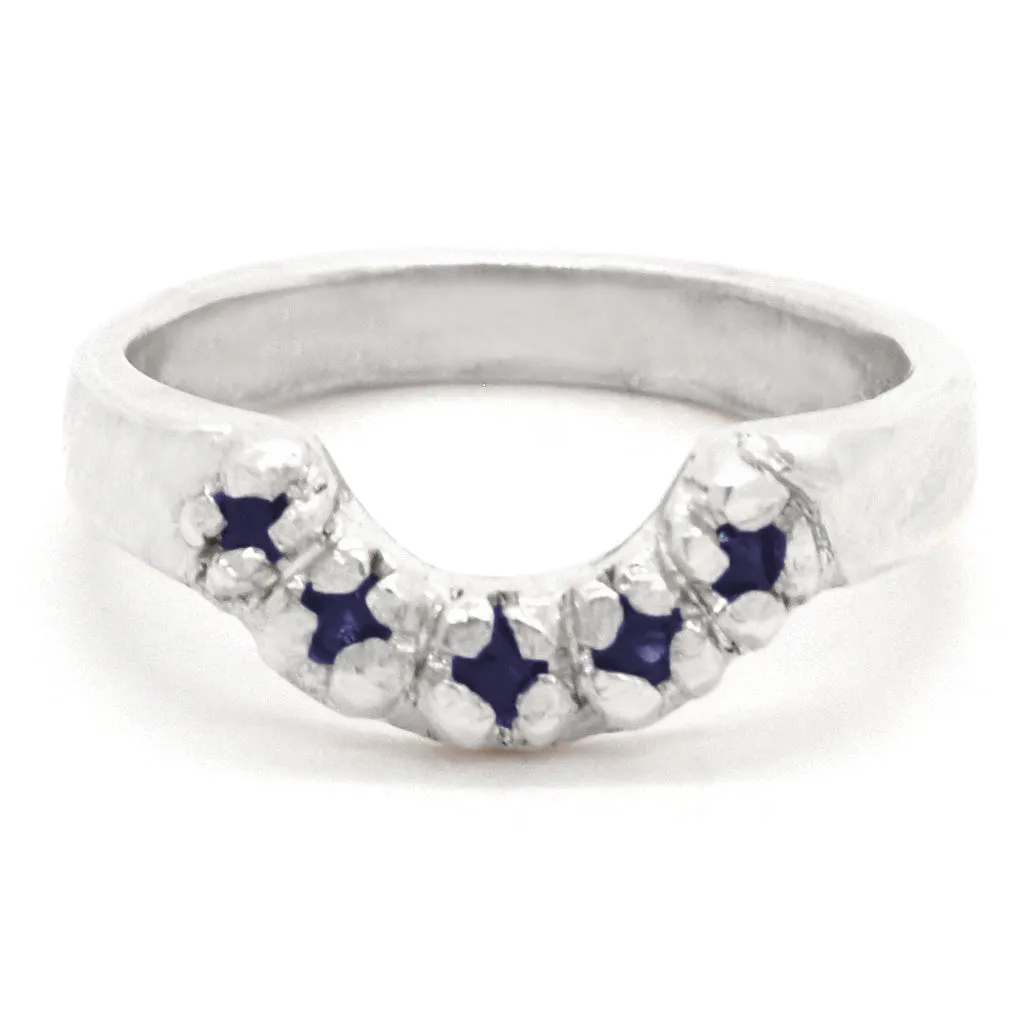 Blue Sapphire Half-Round Ring (size 6)