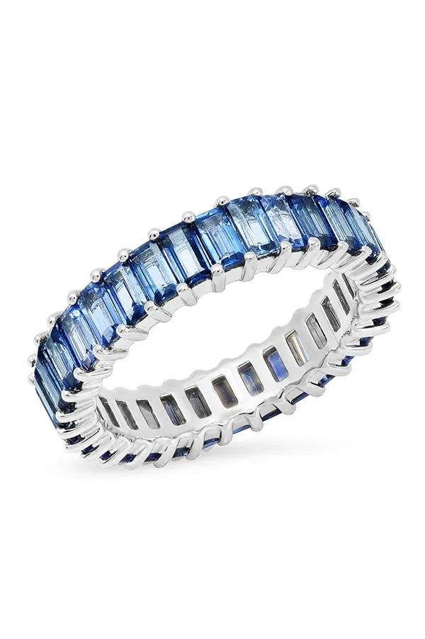 Blue Sapphire Vertical Baguette Ring