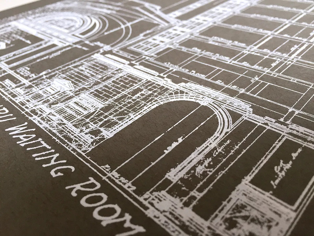 Blueprint Poster, MCS Detroit Train Station Art Print