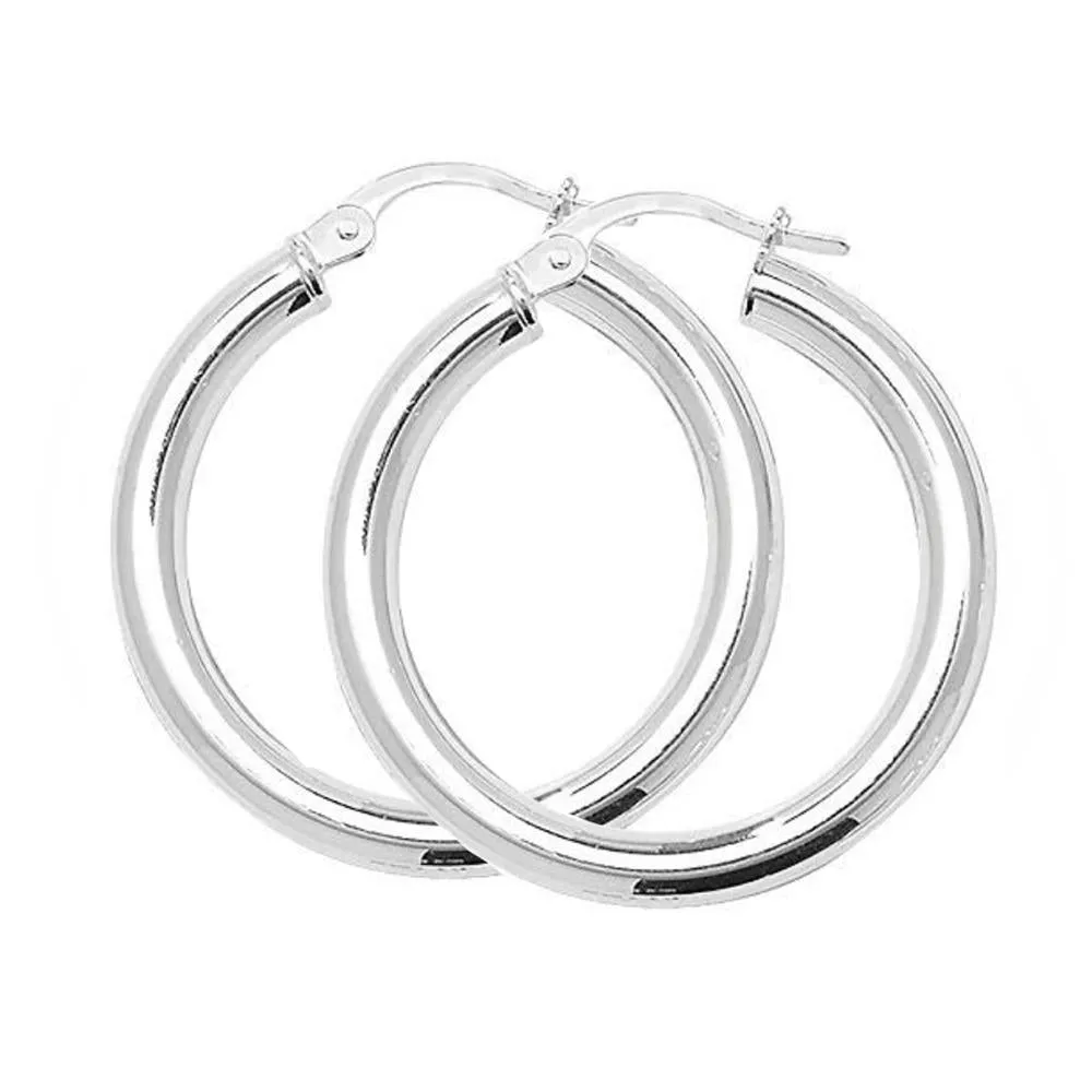 Bold Thick Shiny Chunky Large Silver Hoop Earrings for Women Girls 5mm x 4.5Cm