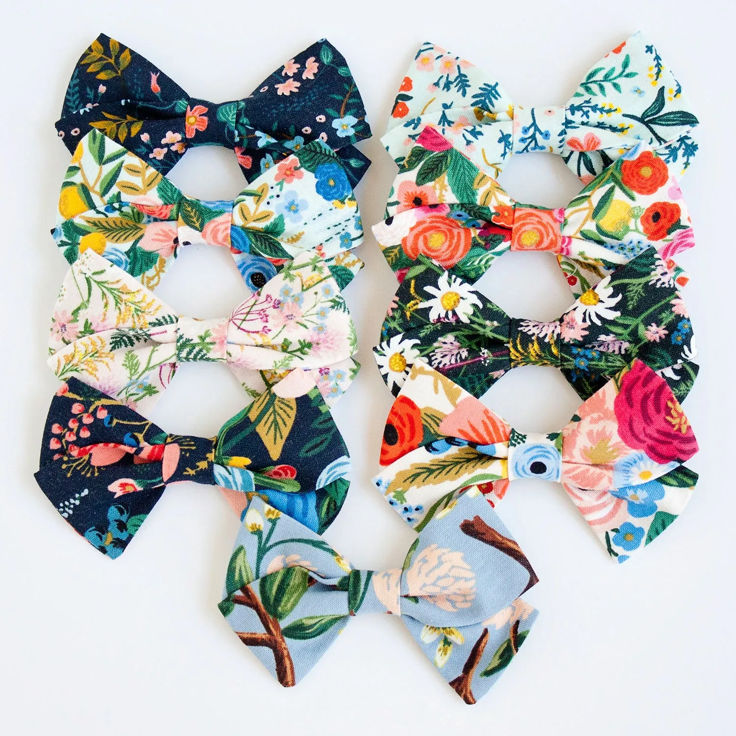 Classic Hair Bow Clip Or Headband / Wildflowers In Hunter