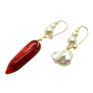 Cornicello Pearl Charm Duo Hoop Earrings