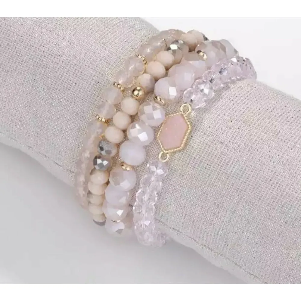 Crystal Druzy Stacked Beaded Bracelet