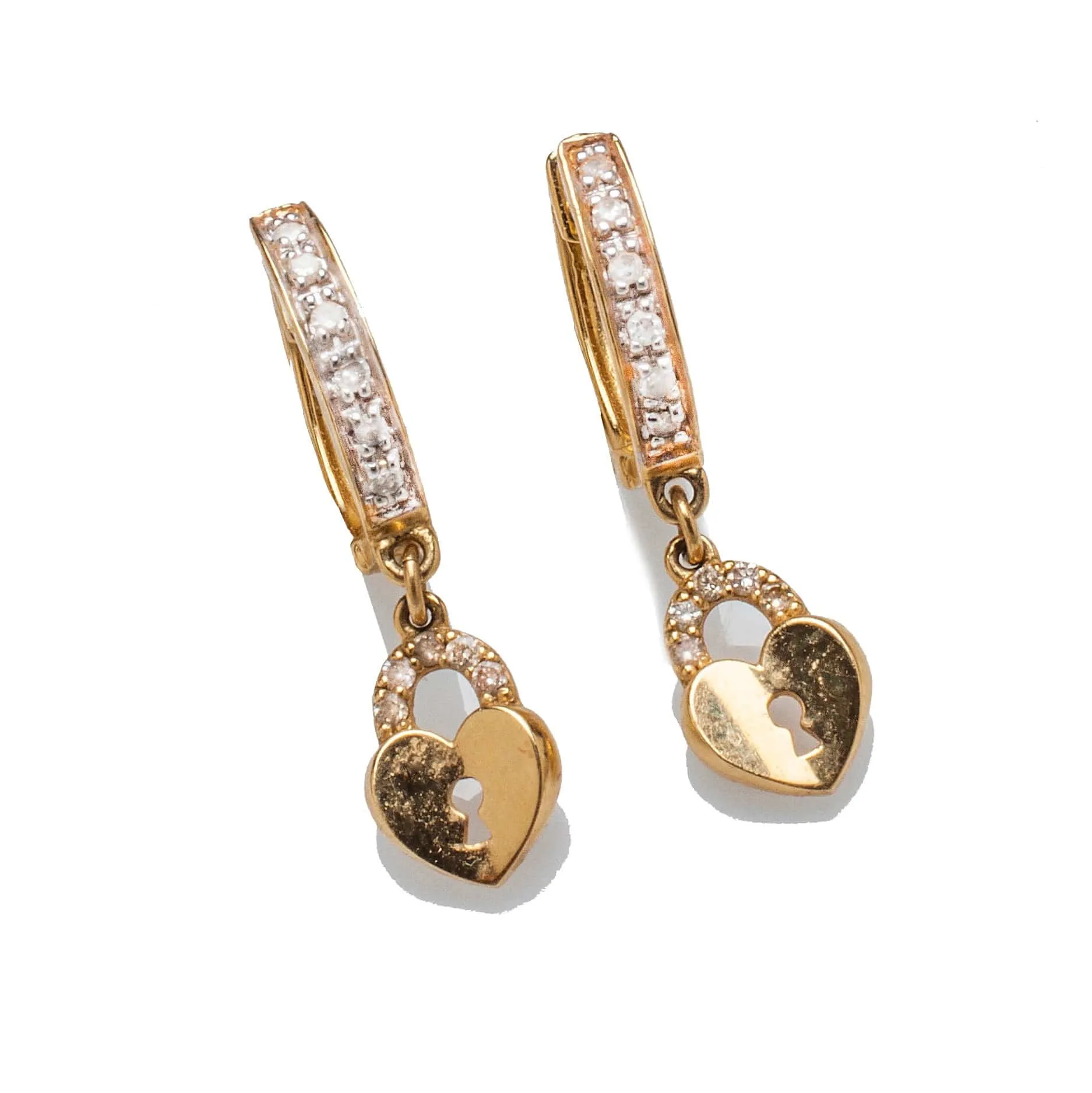 Diamond 14K Gold & Hoop Earrings  with your Choice of Charm