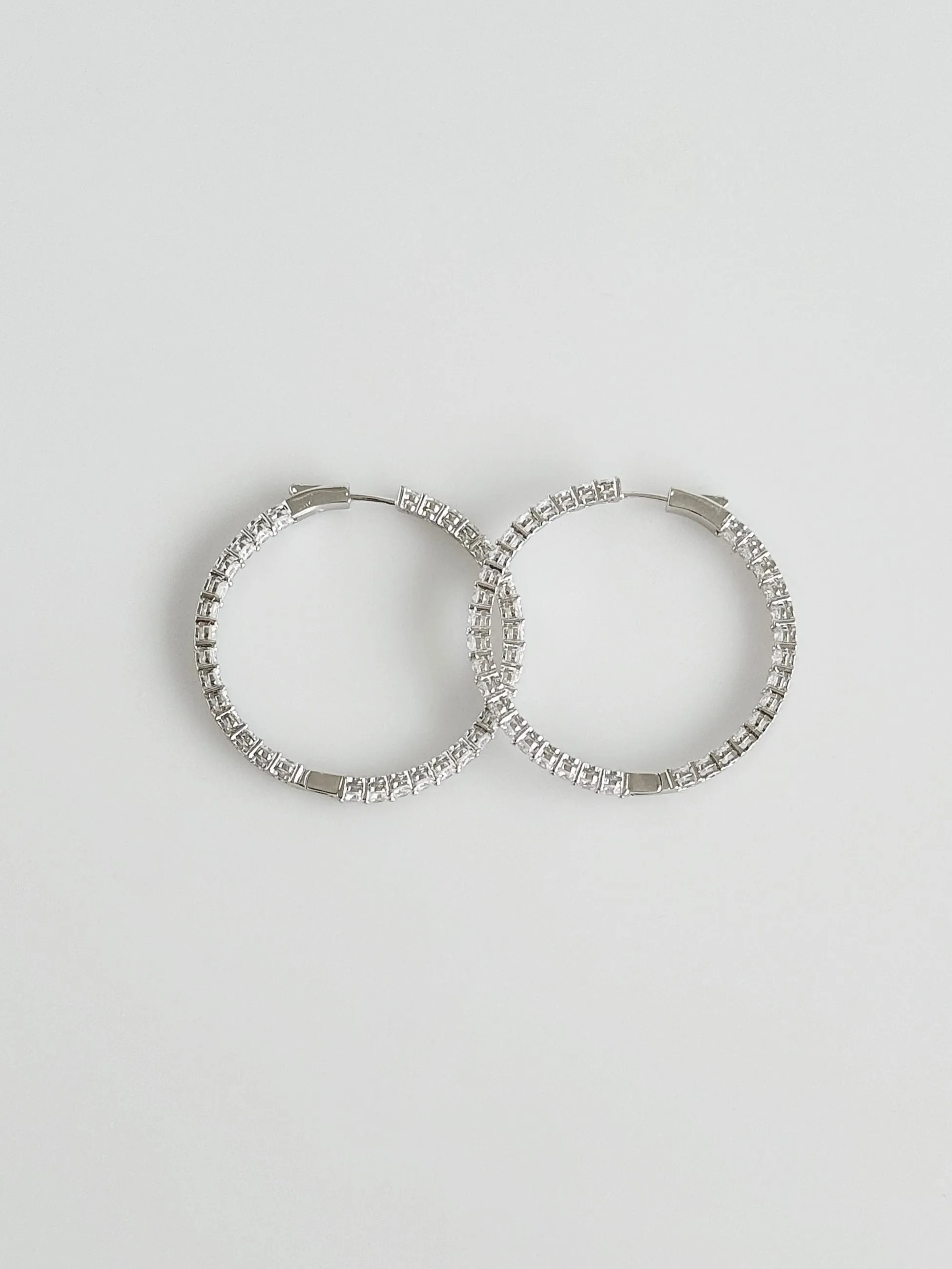 Double Vision 1.65" 3MM Eternity Hoop Earrings