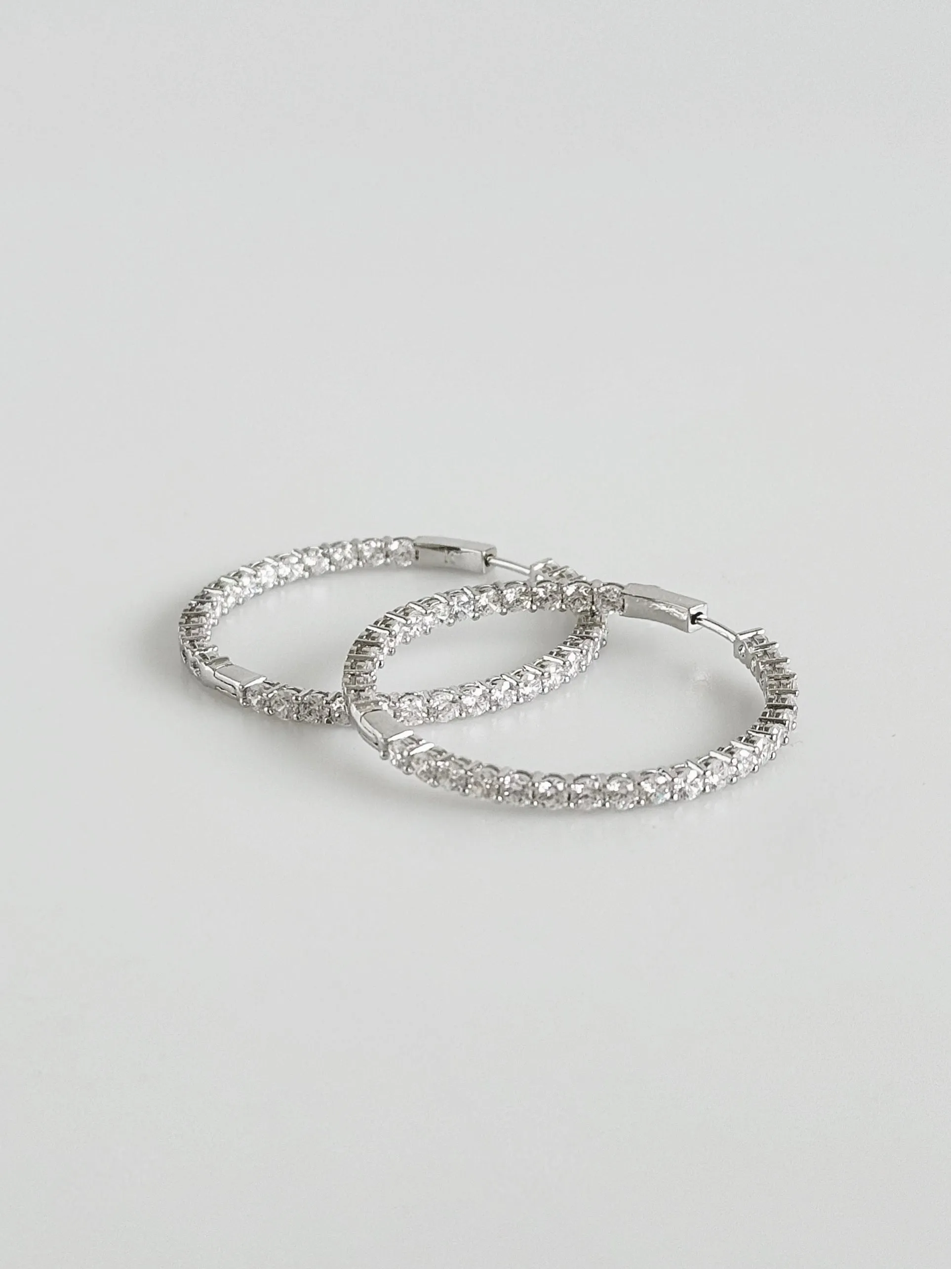 Double Vision 1.65" 3MM Eternity Hoop Earrings