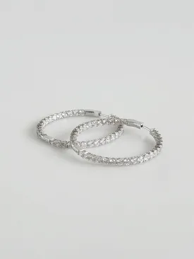 Double Vision 1.65" 3MM Eternity Hoop Earrings