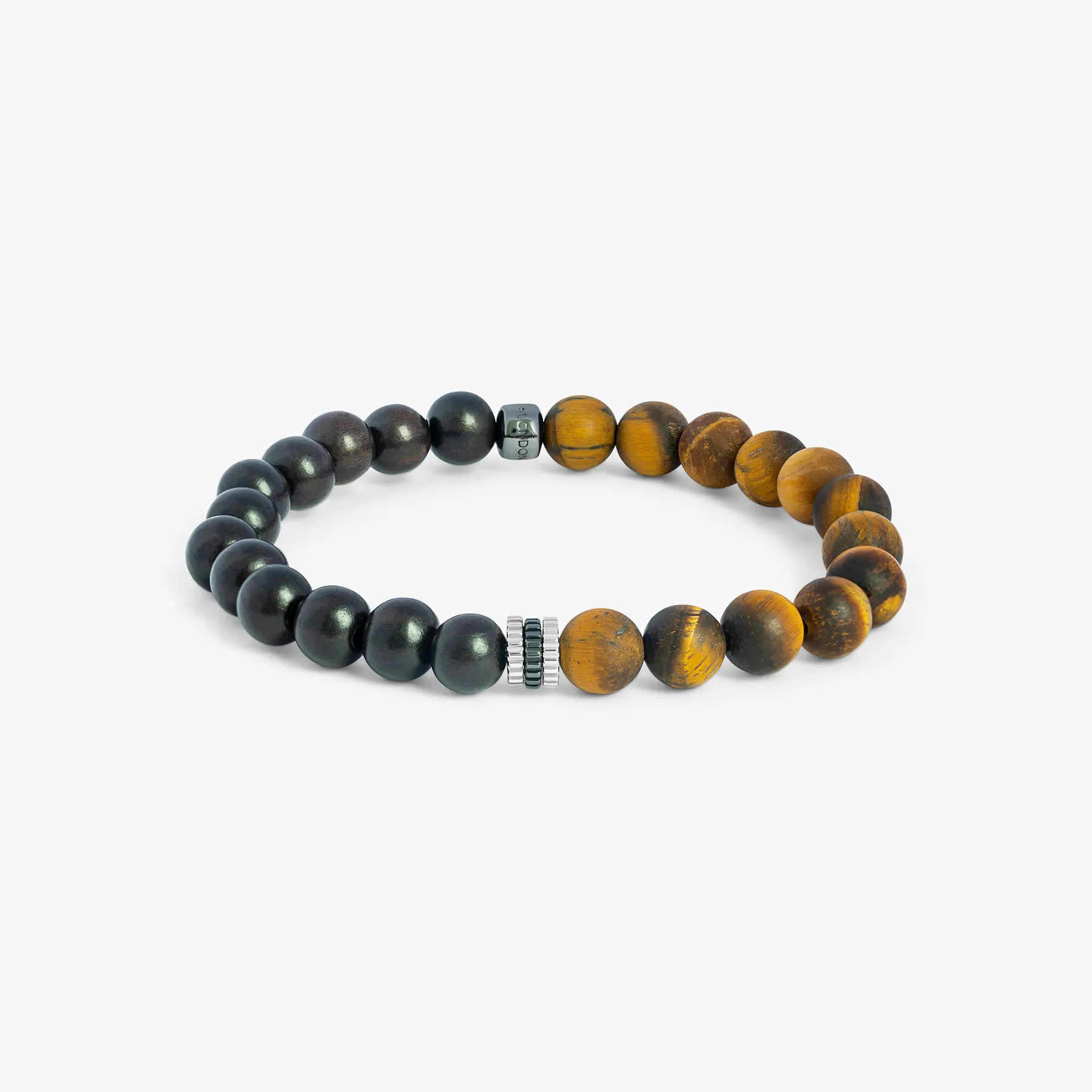 Gear Trio Beaded Bracelet With Ebony Wood & Brown Tiger Eye