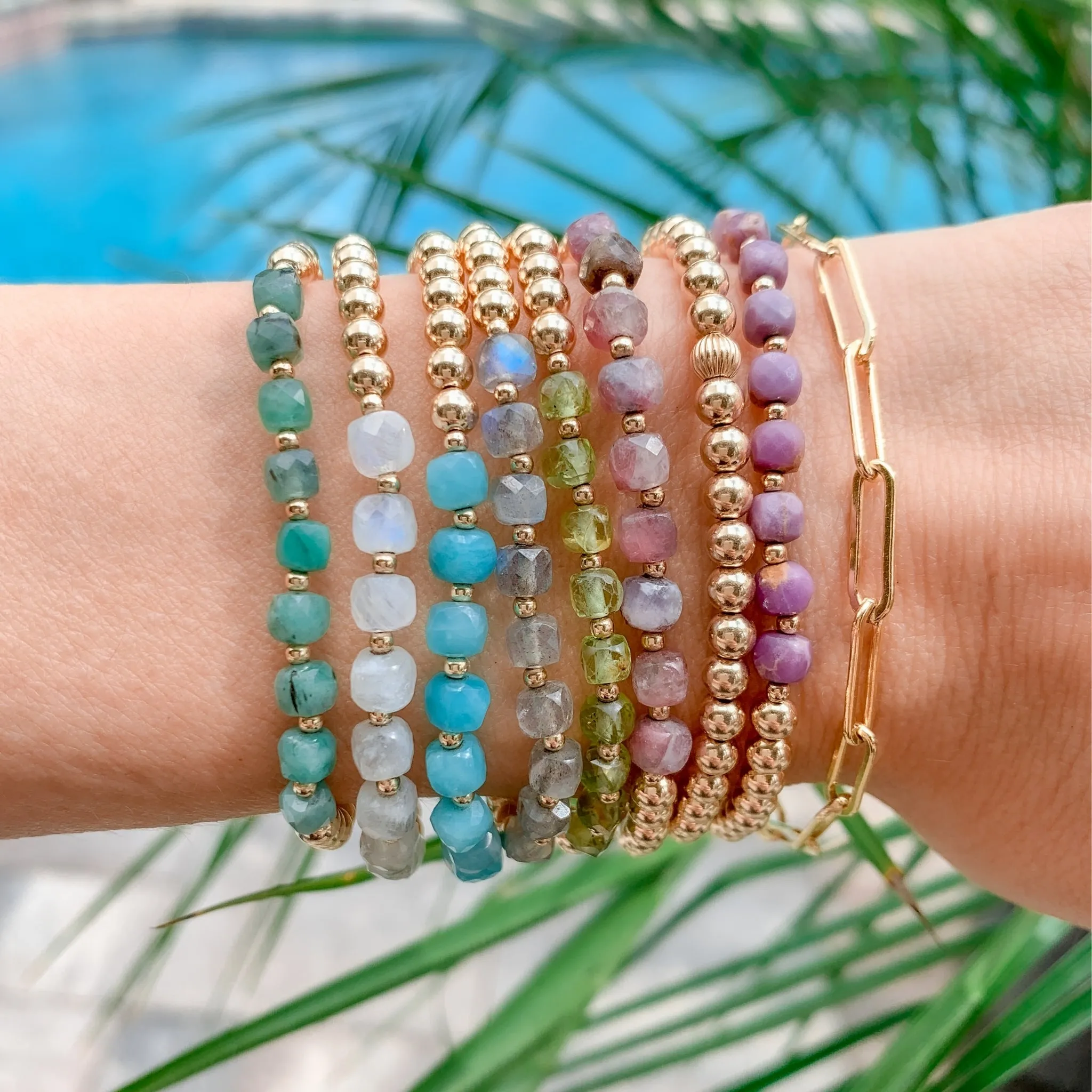 Gold Beaded Bracelet | Amazonite