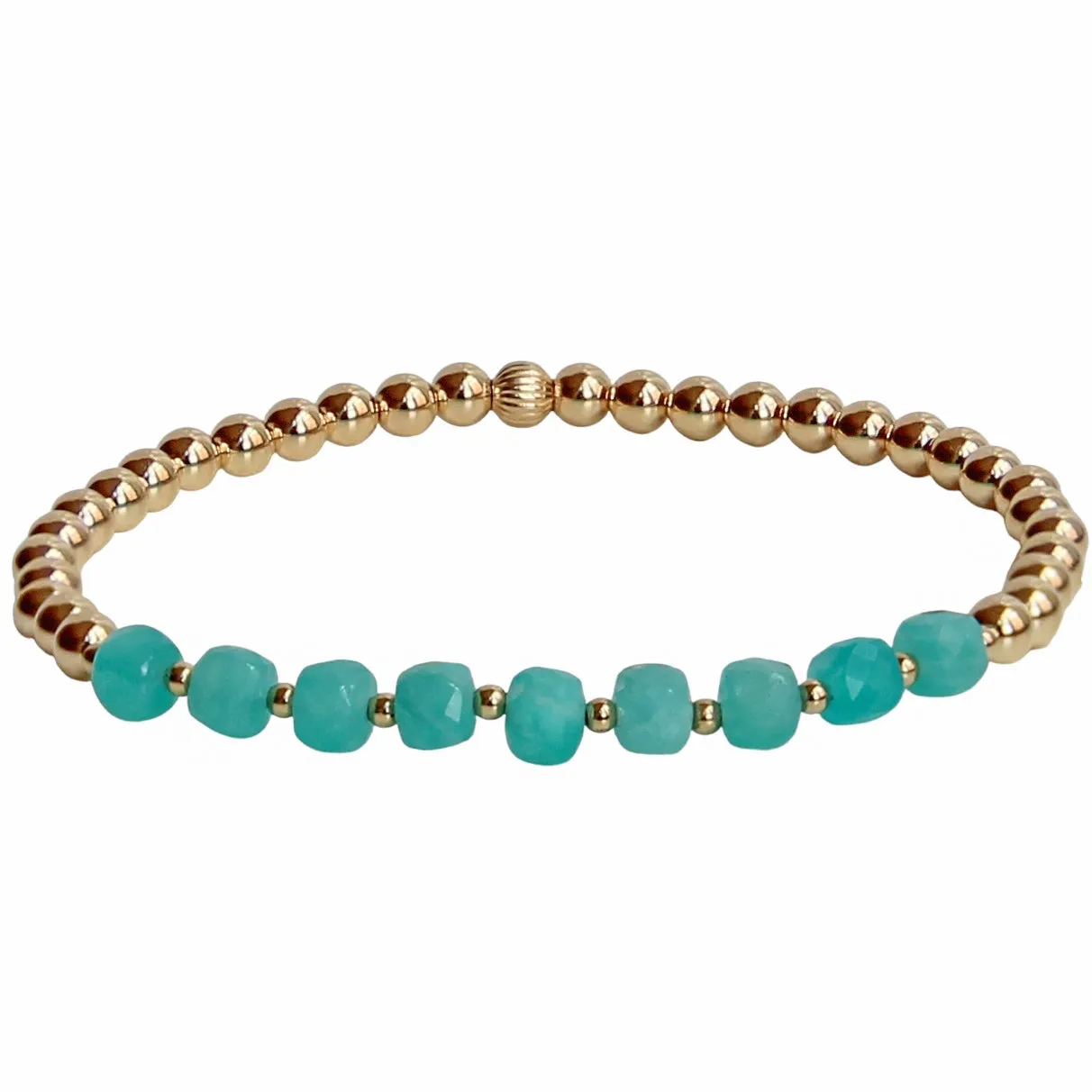 Gold Beaded Bracelet | Amazonite