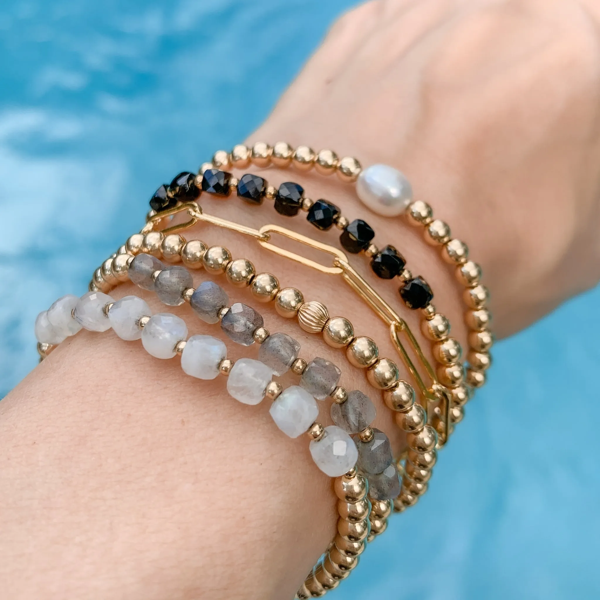 Gold Beaded Bracelet | Spinel