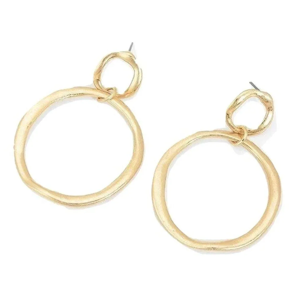 Gold Double Hoop Dangle Earrings