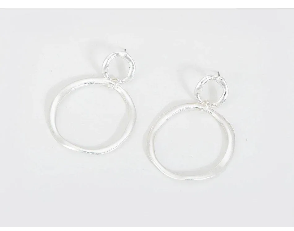 Gold Double Hoop Dangle Earrings