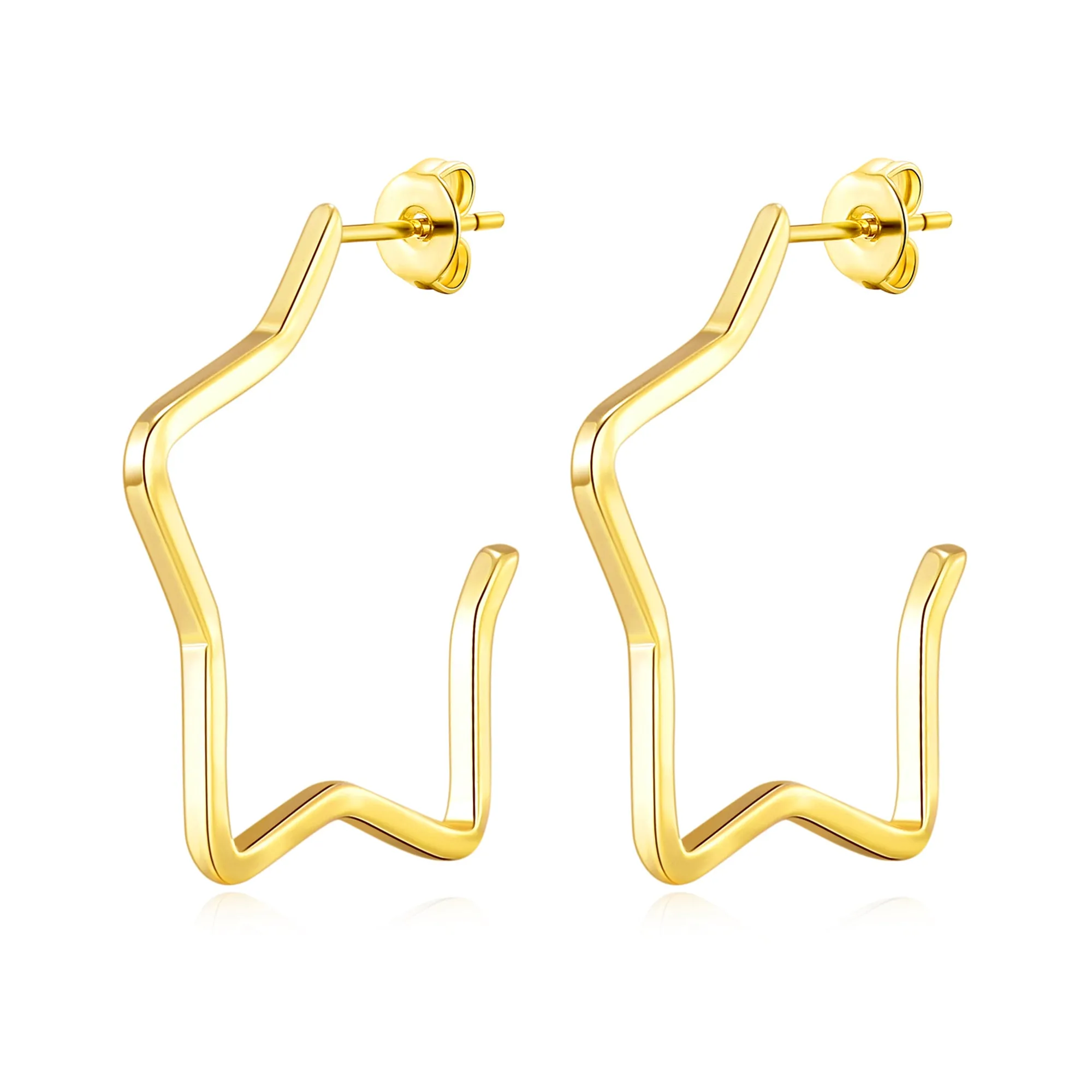 Gold Plated Star Hoop Earrings