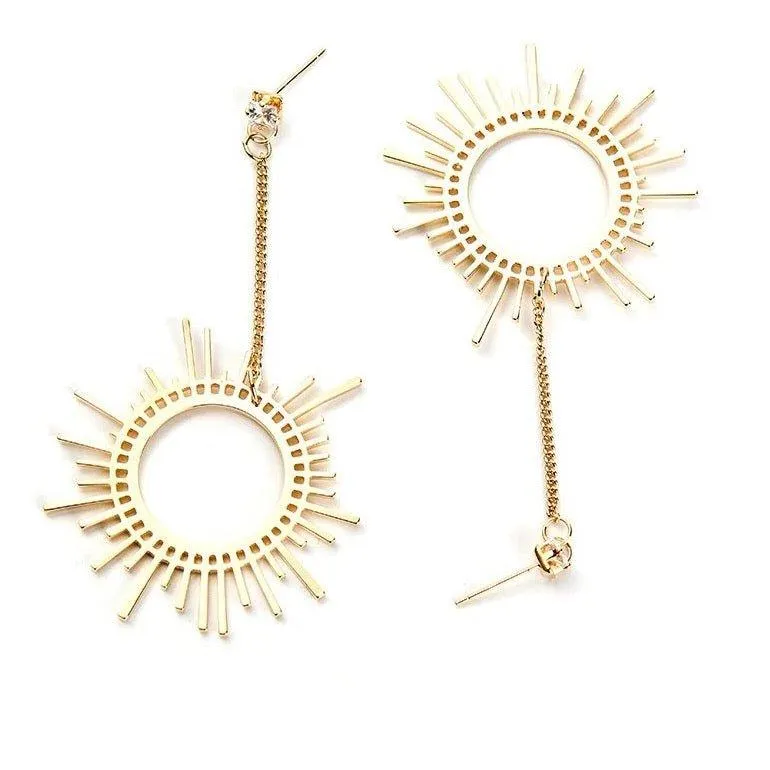 Gold Sun Dangle Earrings for Women