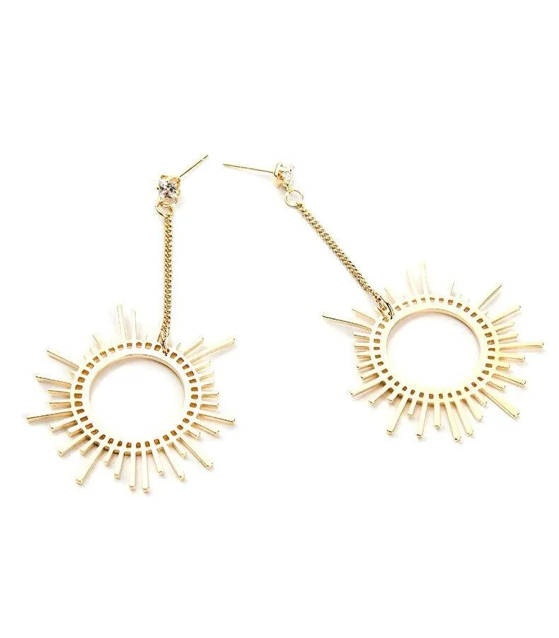 Gold Sun Dangle Earrings for Women